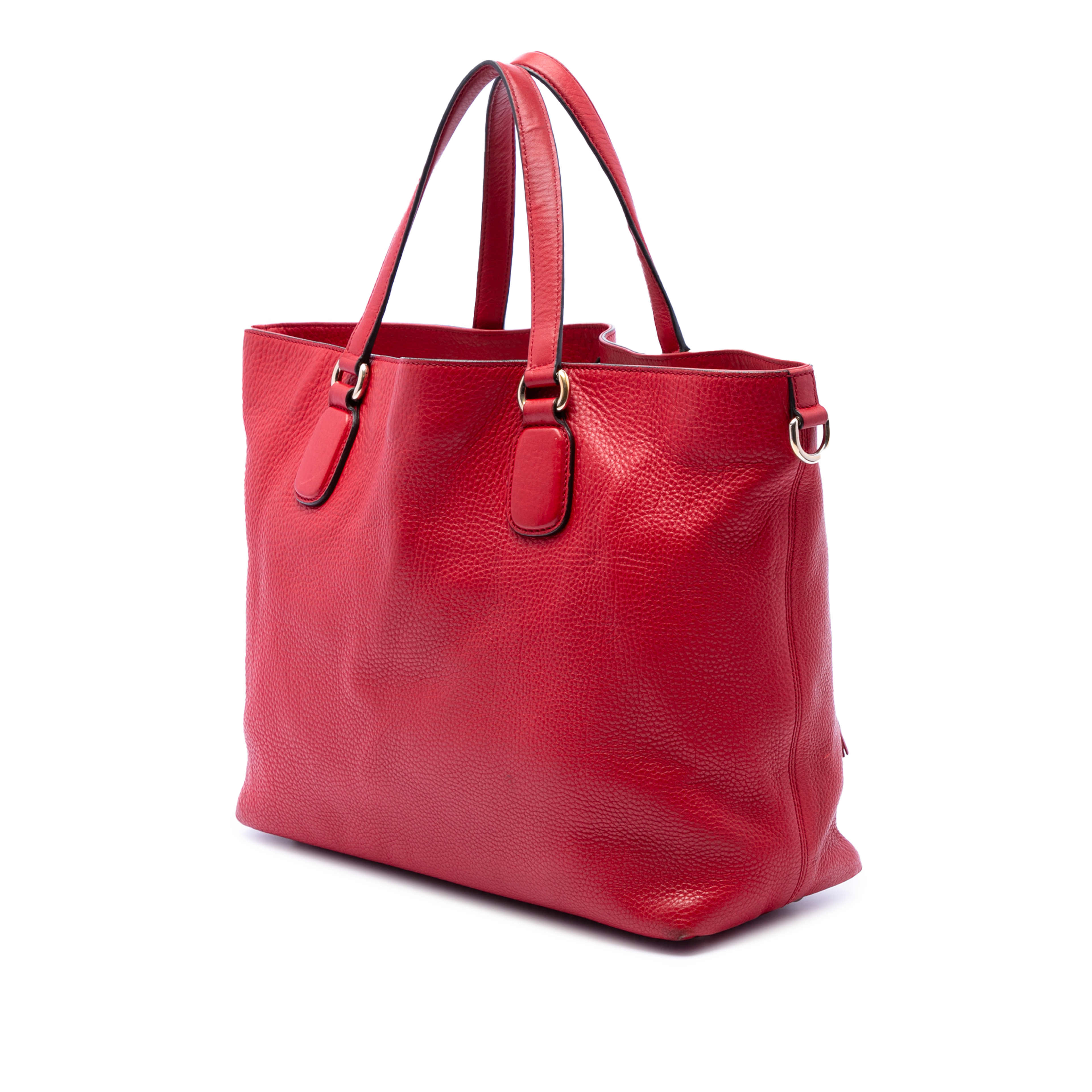 Gucci Large Leather Soho Working Tote, från Luxclusif, i färgen red. Klicka för att öppna bilden i stort format