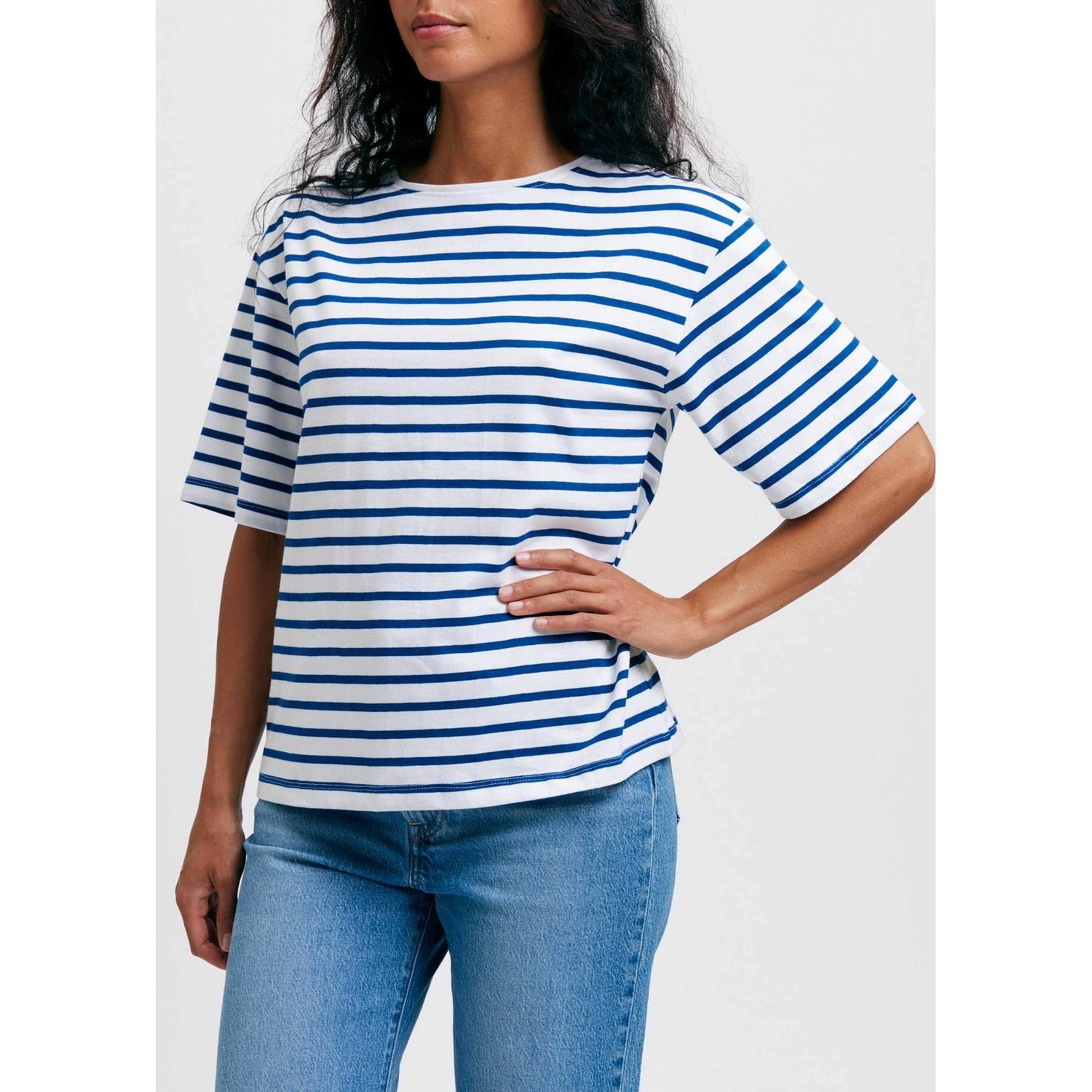 Tuva T-shirt Rand Vit Blå