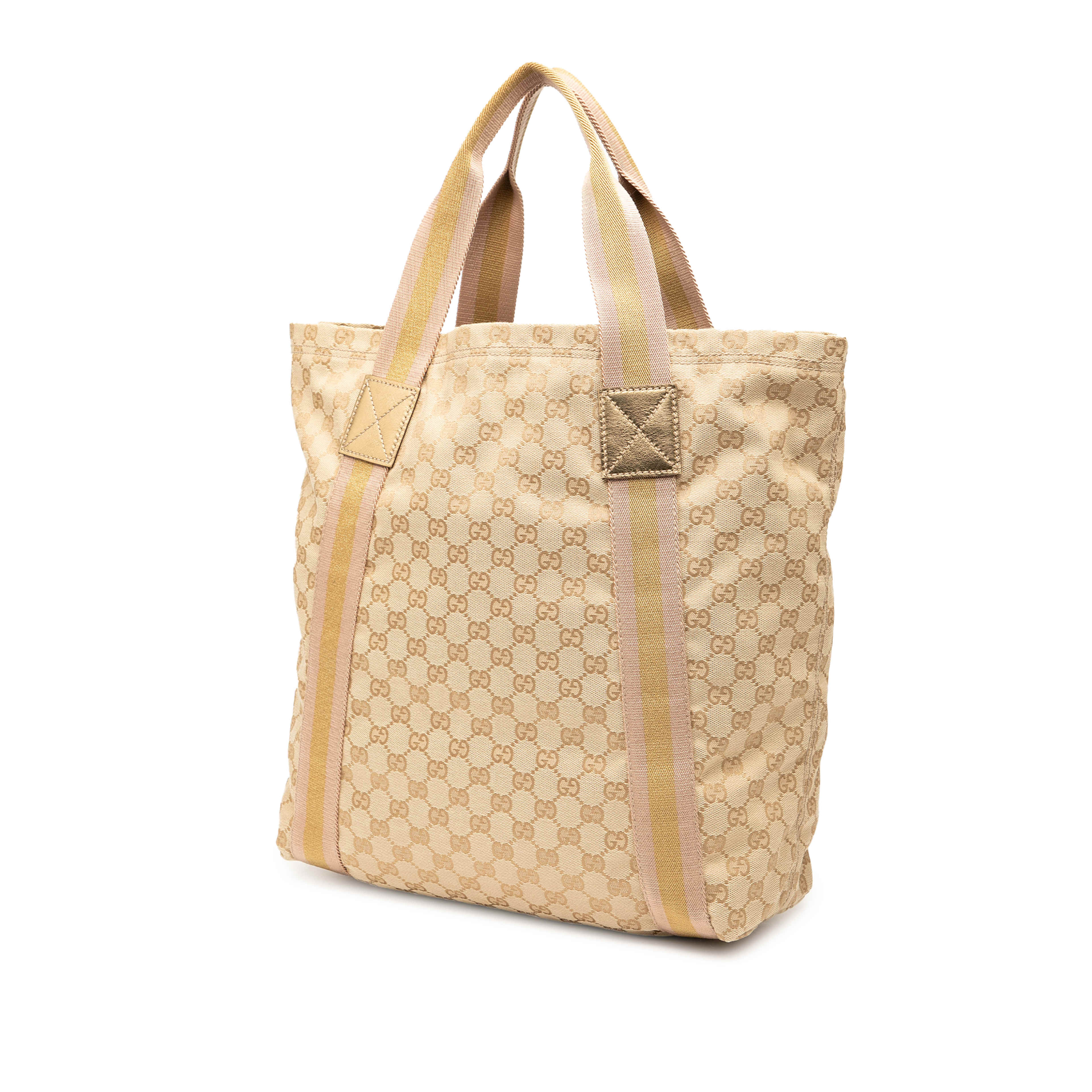 Gucci Gg Canvas Web Tote, från Luxclusif, i färgen beige. Klicka för att öppna bilden i stort format