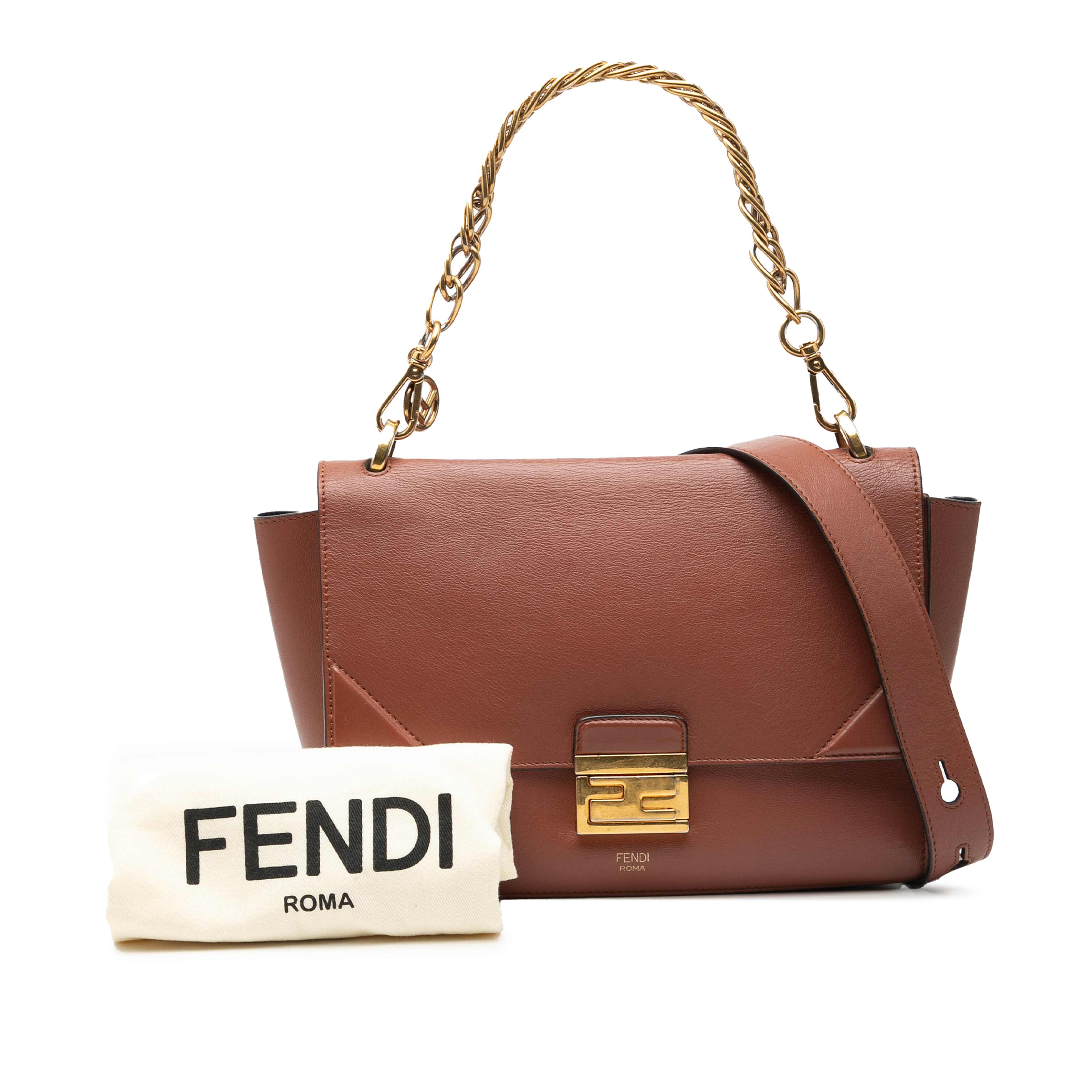 Fendi Calfskin Kan U Satchel, från Luxclusif, i färgen brun. Klicka för att öppna bilden i stort format