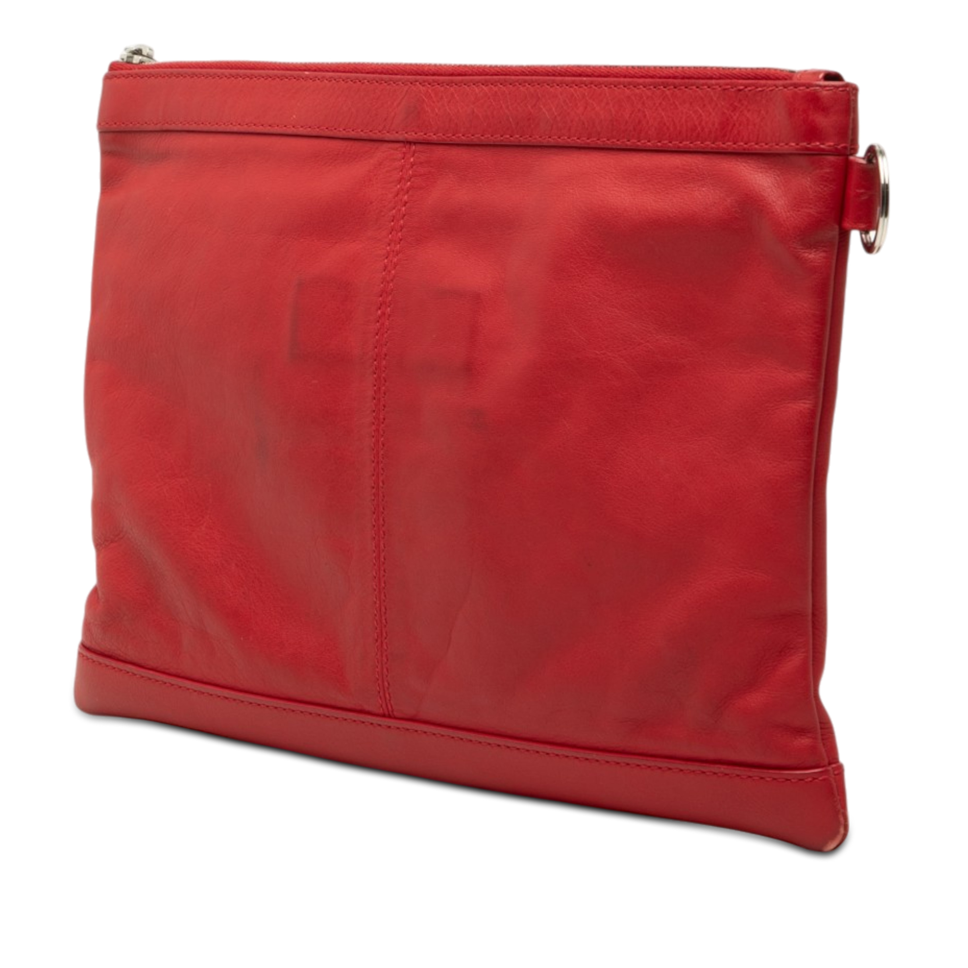 Balenciaga Lambskin Motocross Classic Clip M Clutch, från Luxclusif, i färgen röd. Klicka för att öppna bilden i stort format