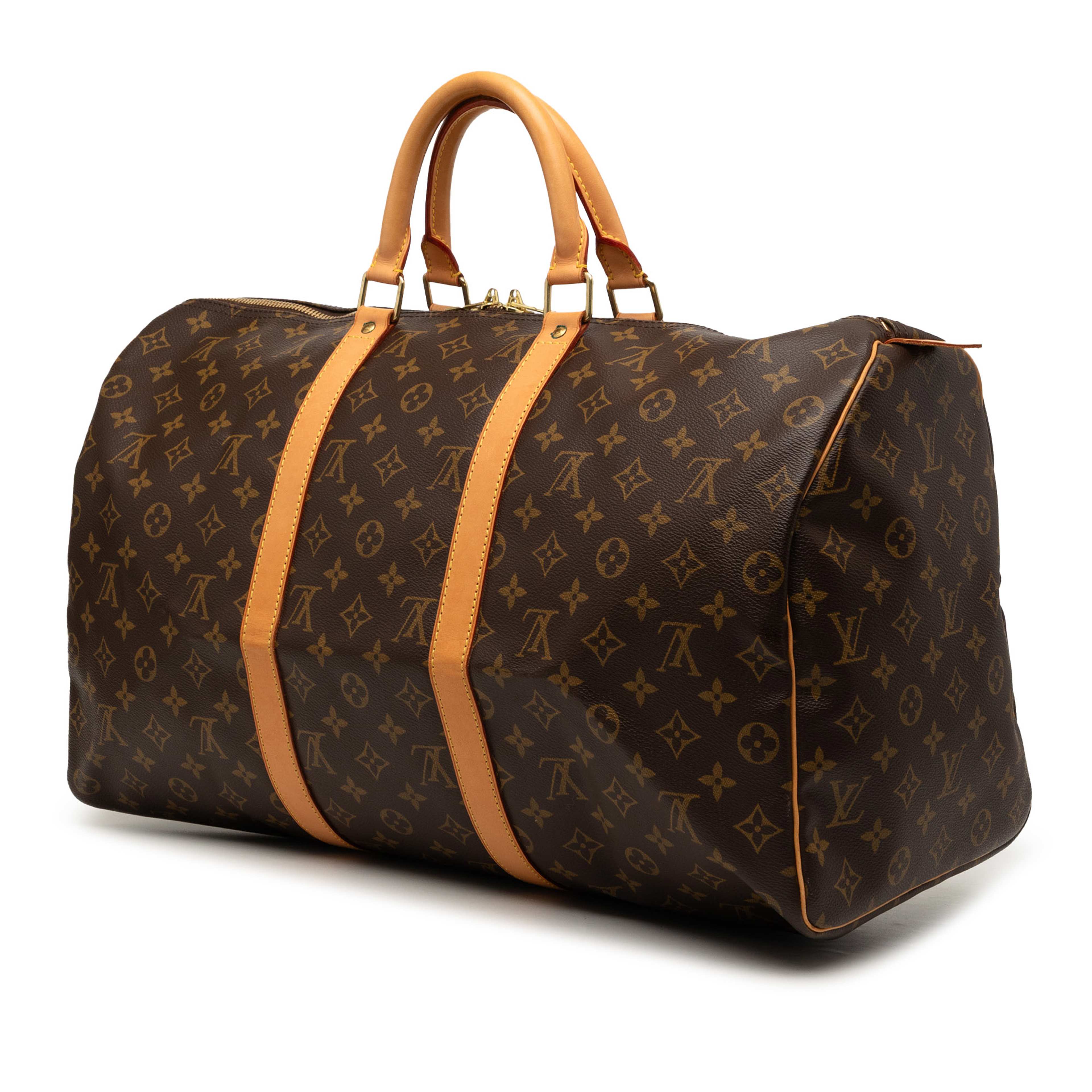 Louis Vuitton Monogram Keepall 50, från Luxclusif, i färgen brun. Klicka för att öppna bilden i stort format