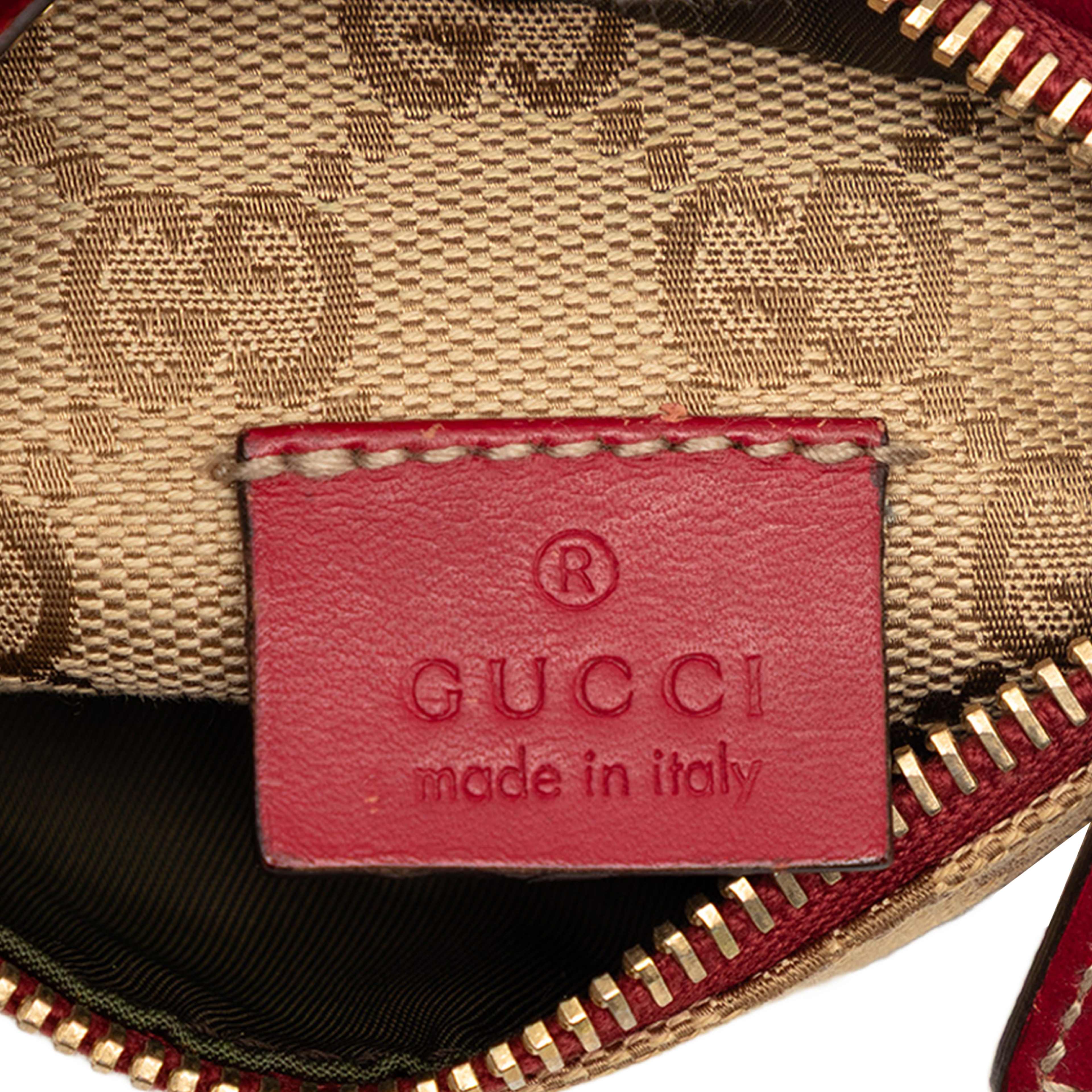 Gucci Gg Canvas Web Double Pocket Belt Bag, från Luxclusif, i färgen röd. Klicka för att öppna bilden i stort format