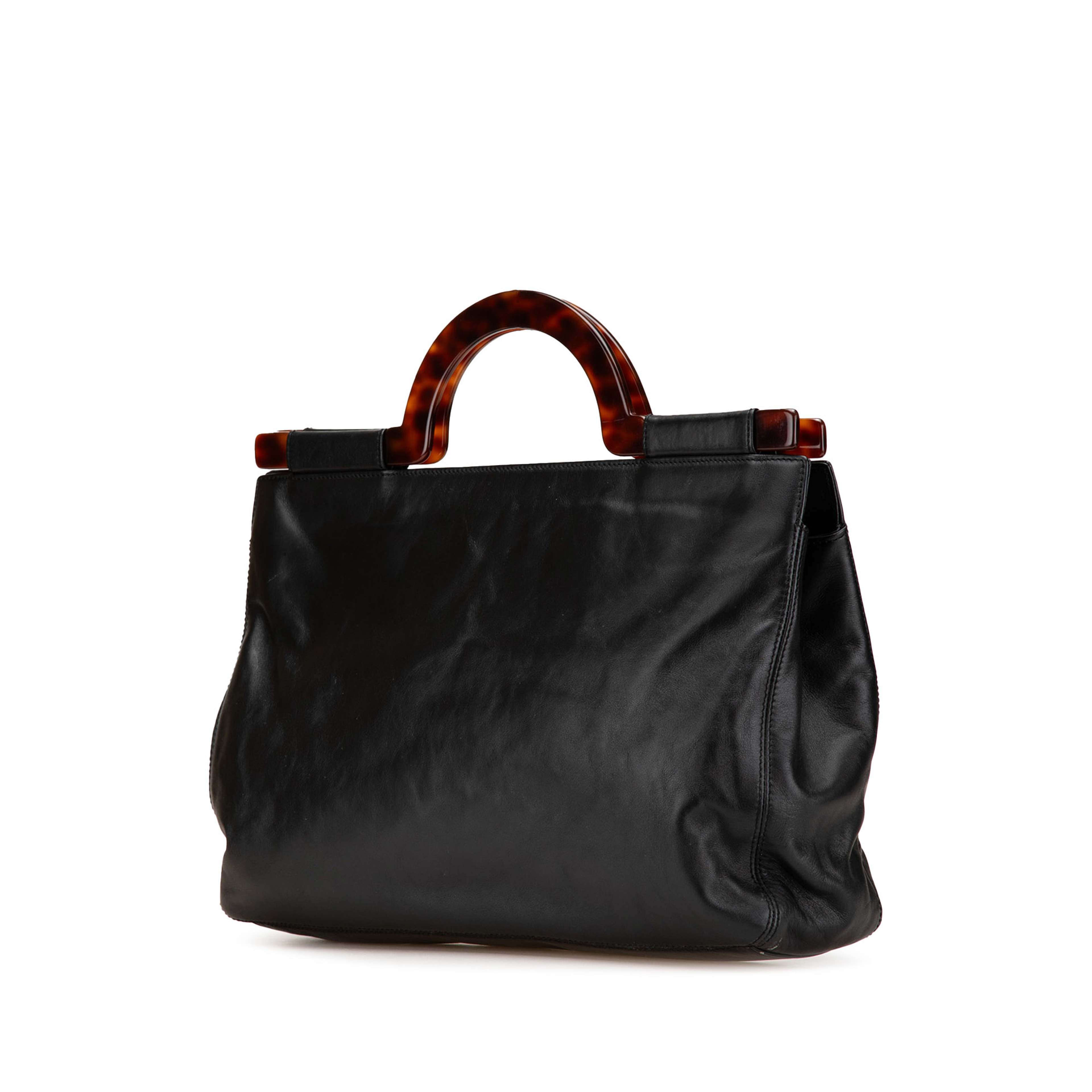 Chanel Cc Lambskin Tortoise Handle Tote