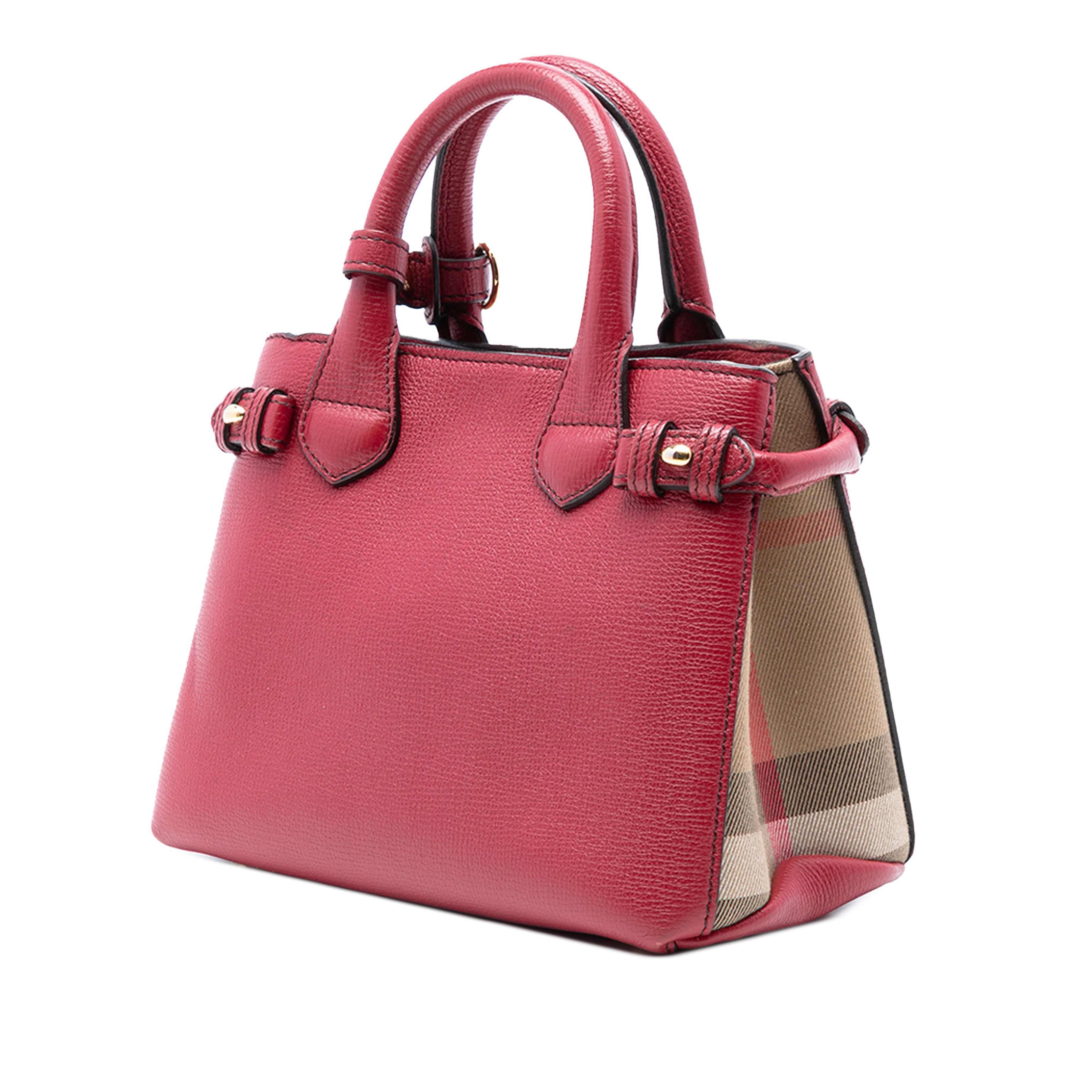 Burberry Small Grainy Calfskin And House Check Banner Satchel, från Luxclusif, i färgen red. Klicka för att öppna bilden i stort format