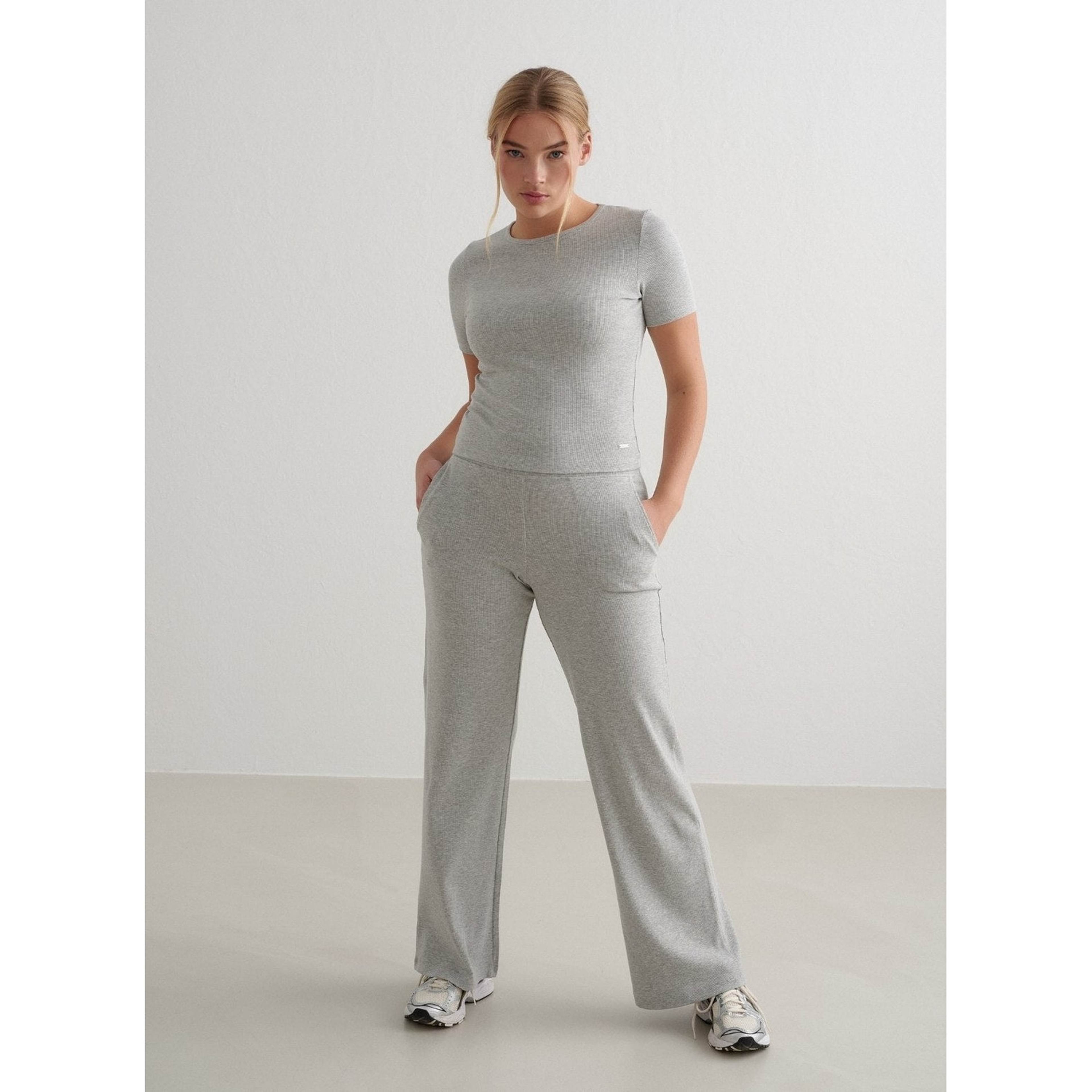 Grey Melange Ease Ribbed Short Sleeve