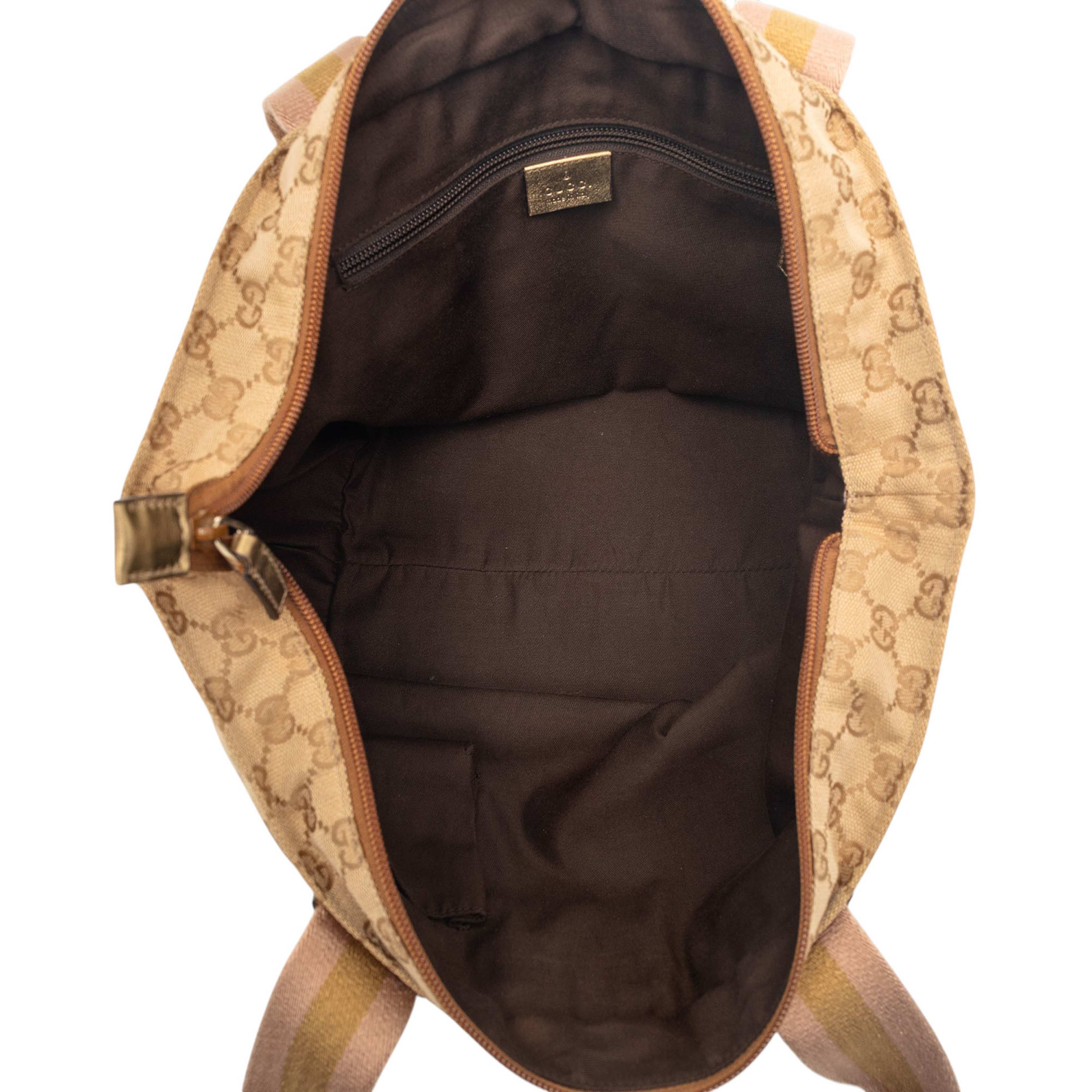 Gucci Gg Canvas Web Tote, från Luxclusif, i färgen beige. Klicka för att öppna bilden i stort format