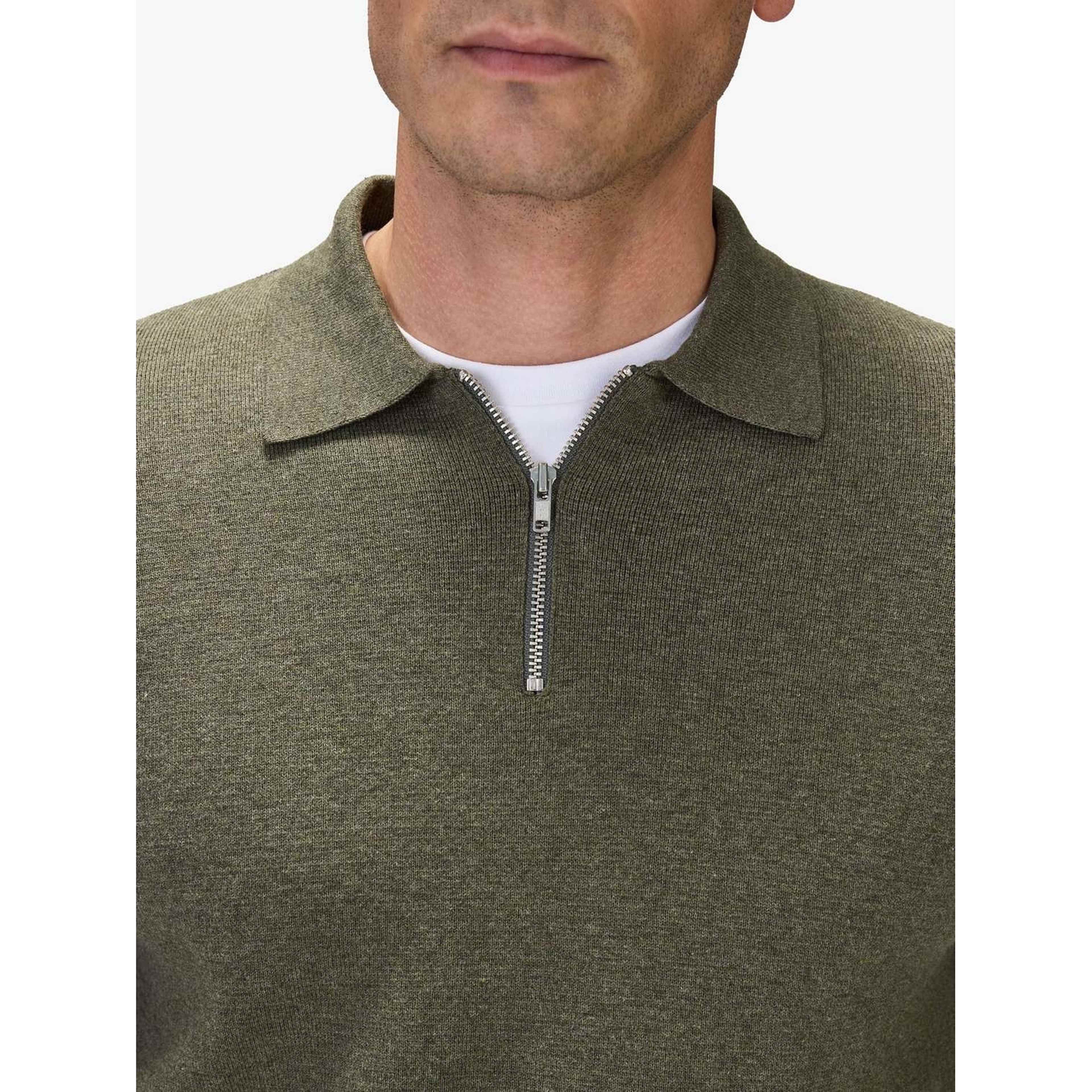 Cotton Plain Knitted Ls Half Zip (ilario), från John Henric, i färgen green. Klicka för att öppna bilden i stort format