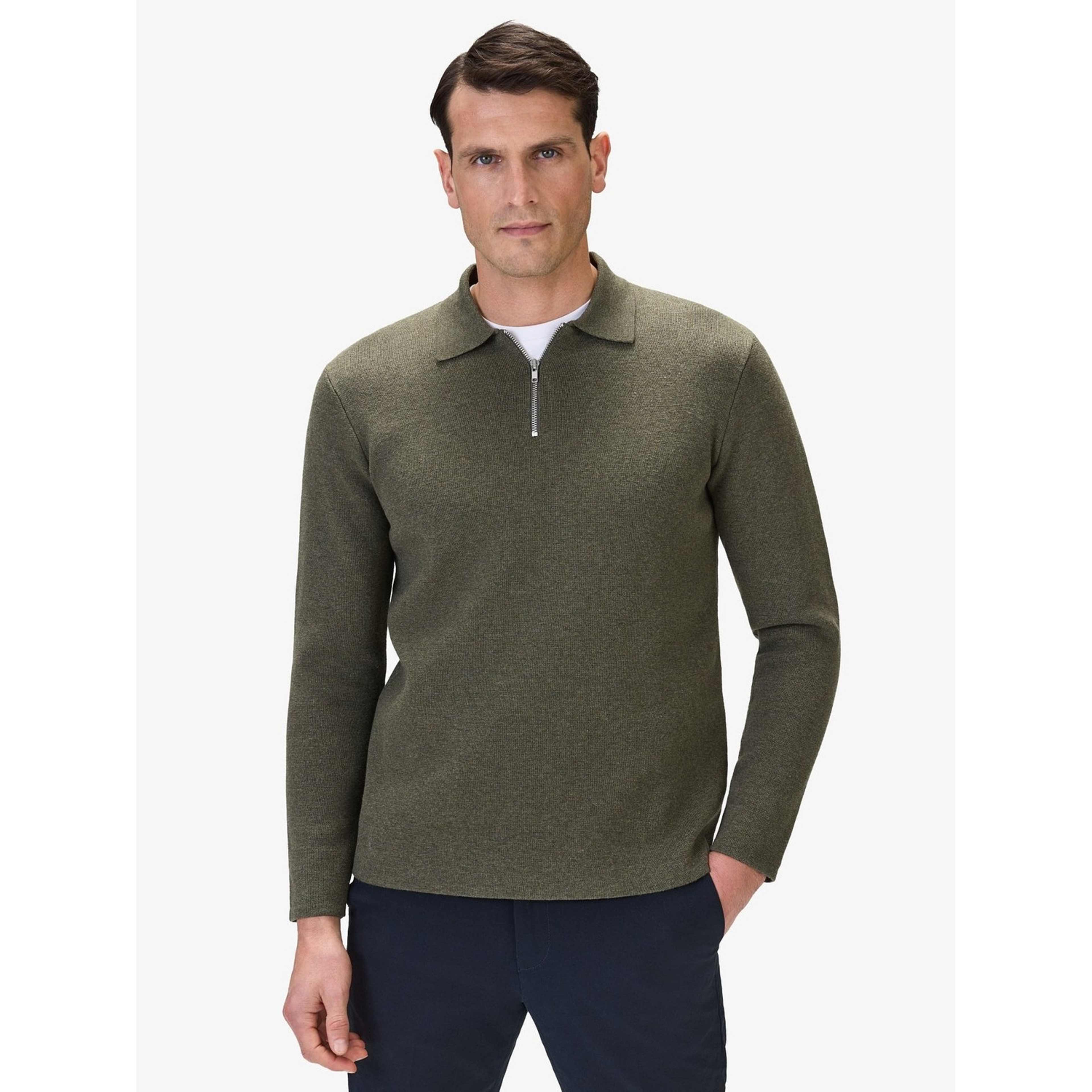 Cotton Plain Knitted Ls Half Zip (ilario)