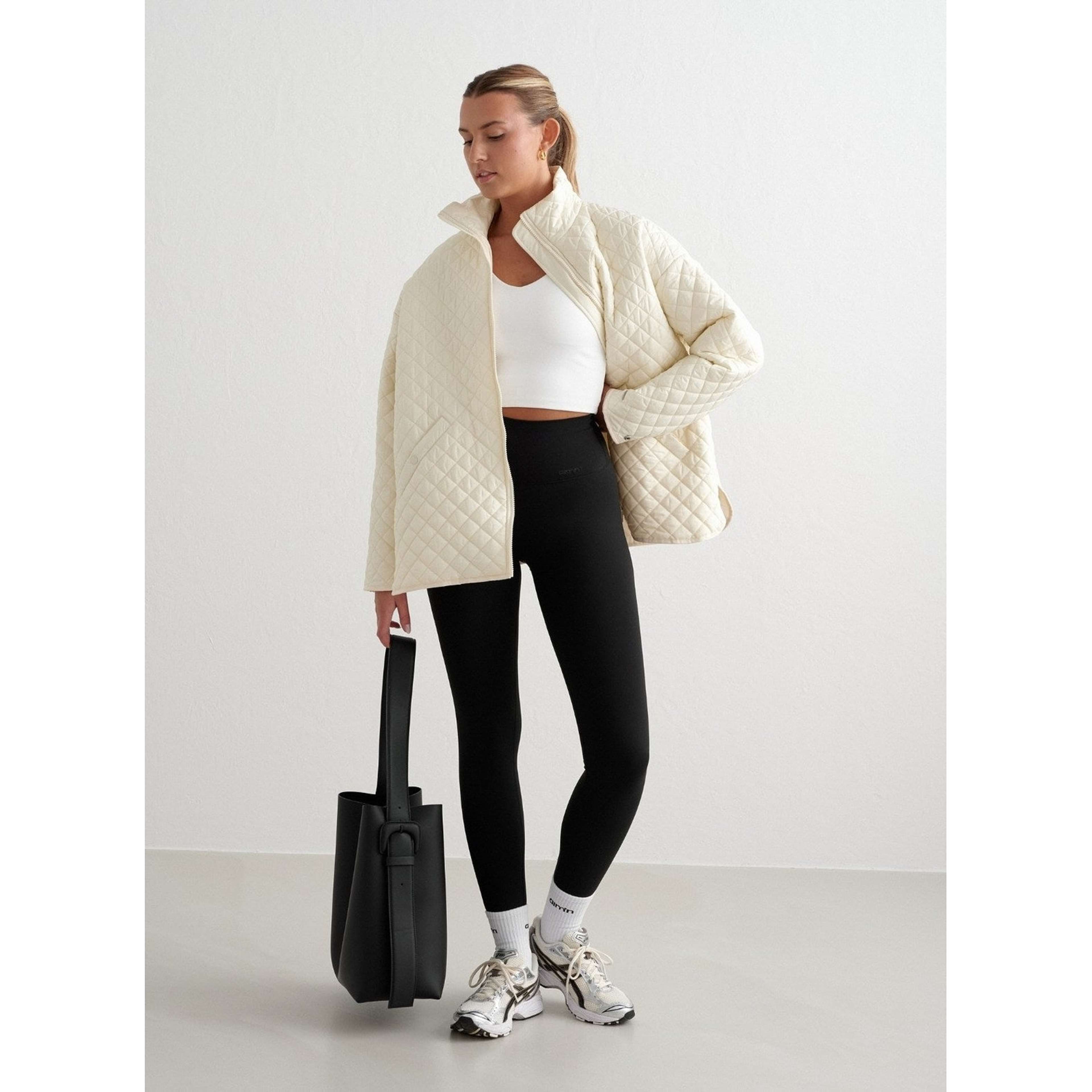 Almond White Oversized Quilted Jacket