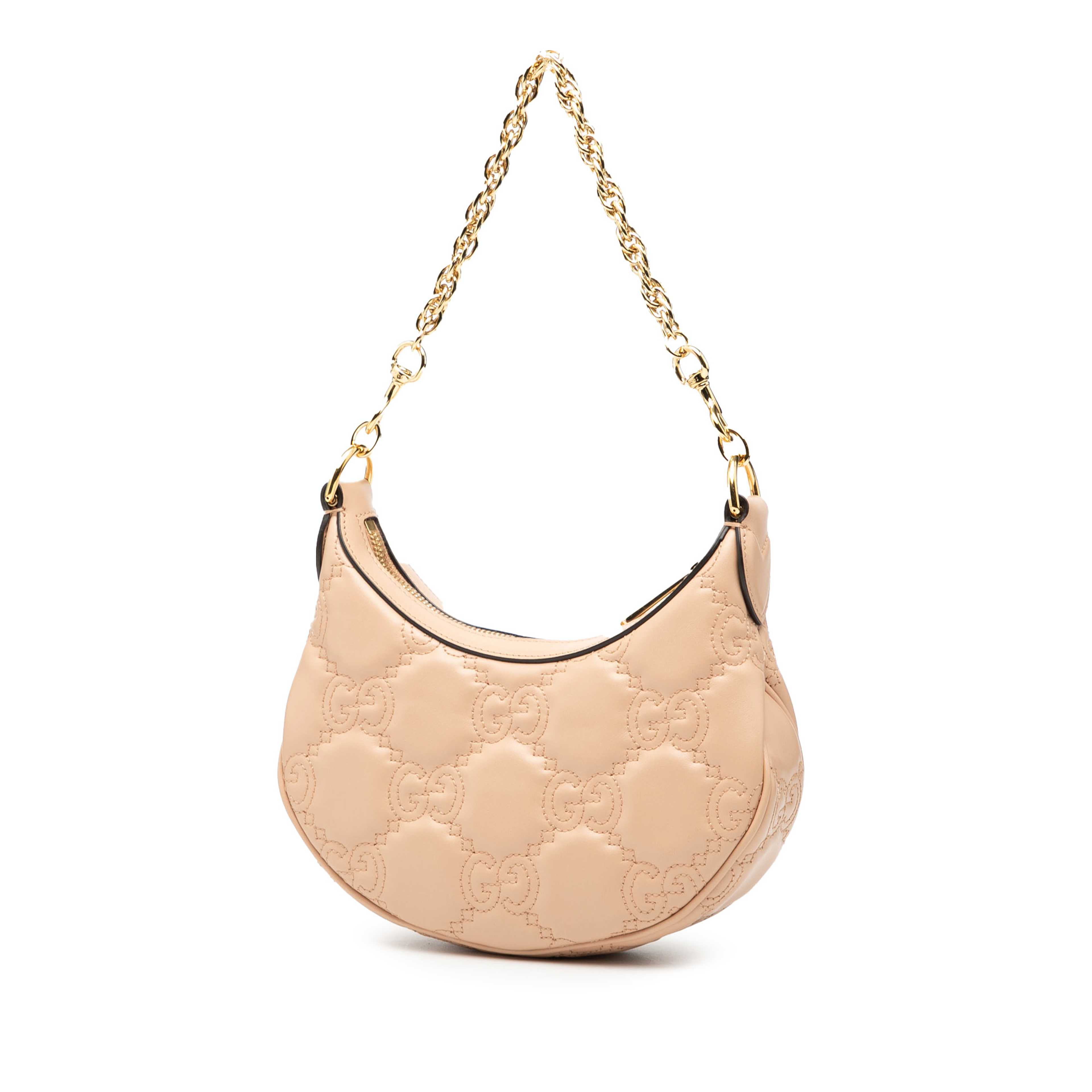 Gucci Mini Gg Marmont Matelasse Leather Satchel, från Luxclusif, i färgen beige. Klicka för att öppna bilden i stort format