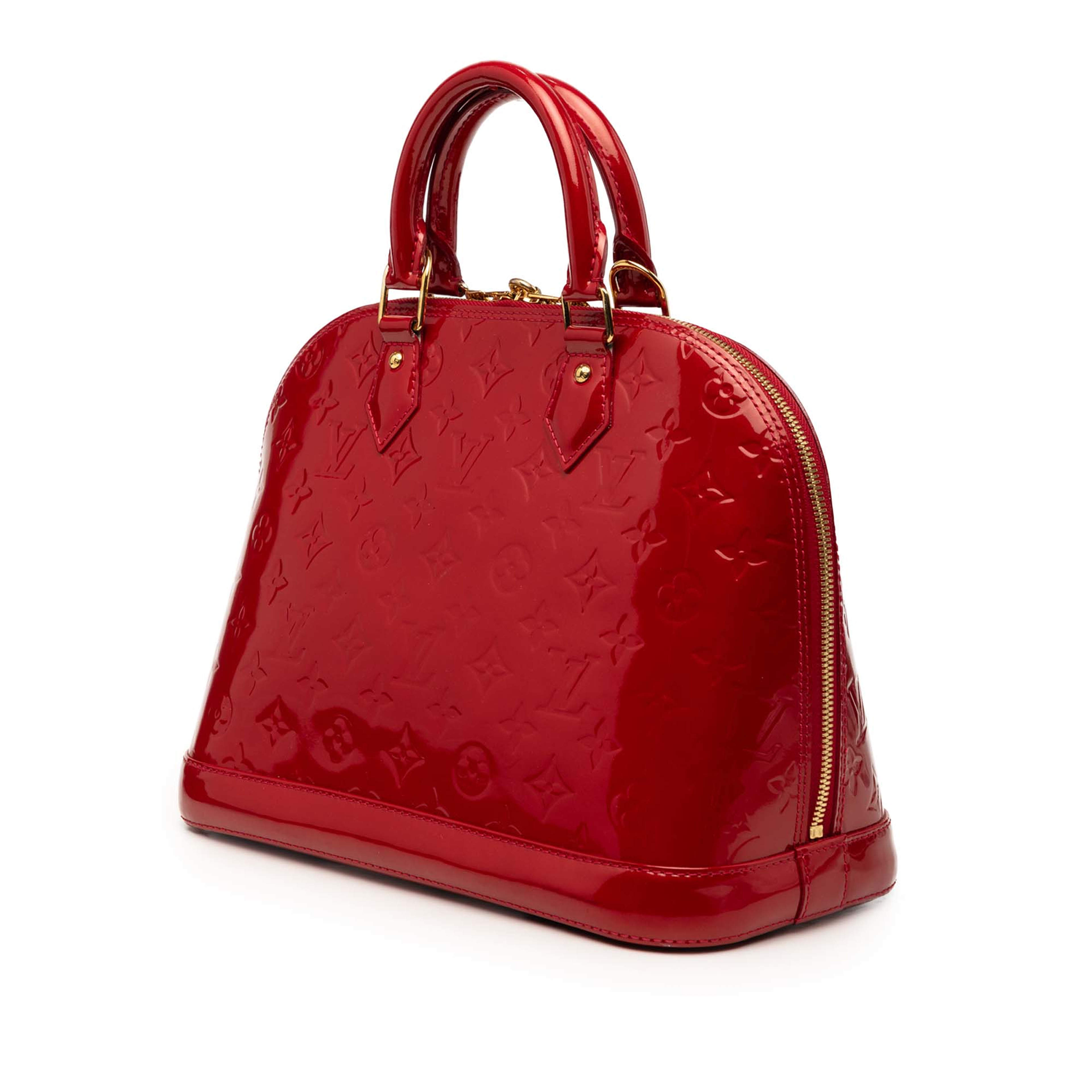 Louis Vuitton Monogram Vernis Alma Pm, från Luxclusif, i färgen röd. Klicka för att öppna bilden i stort format