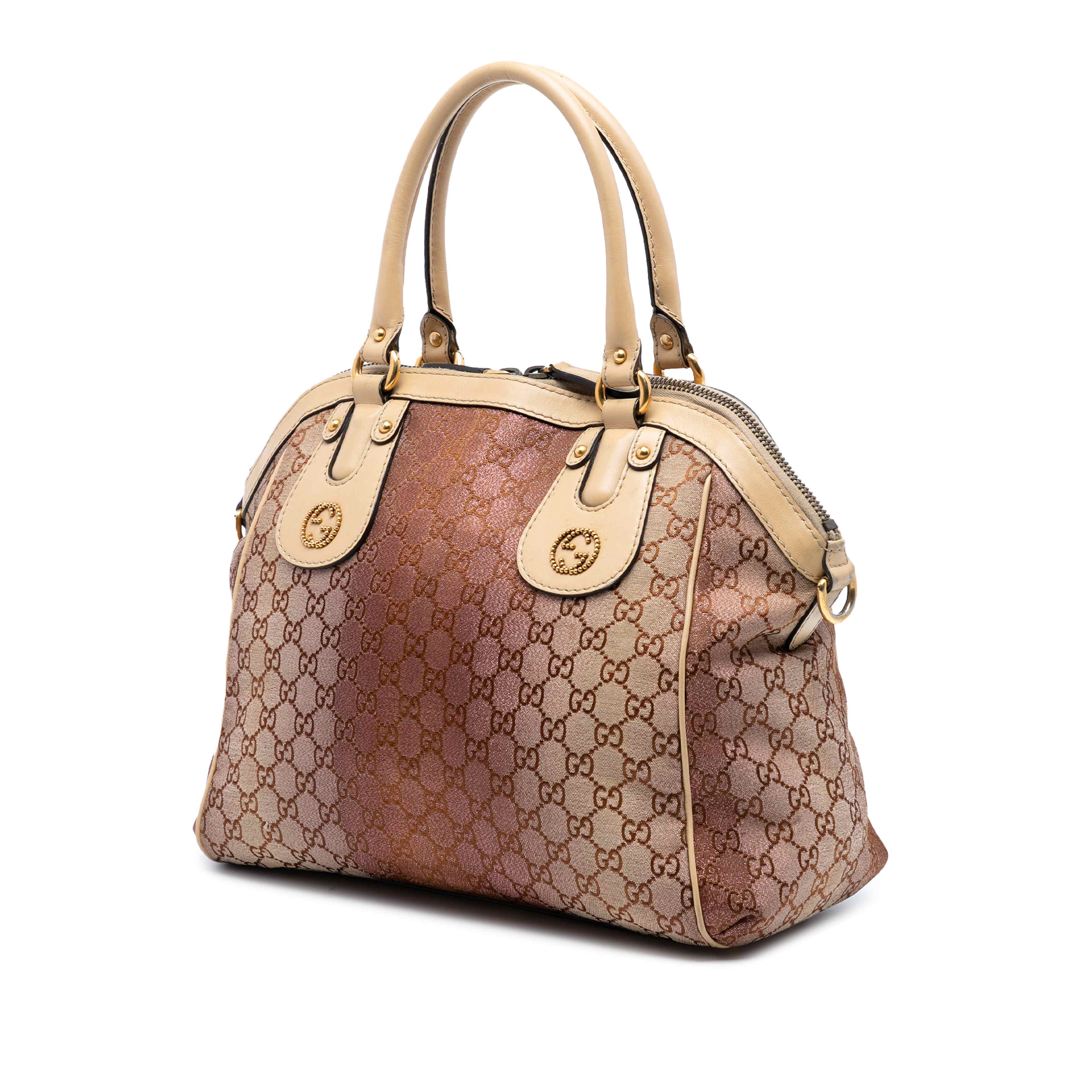 Gucci Medium Gg Lurex Scarlett Satchel, från Luxclusif, i färgen brown. Klicka för att öppna bilden i stort format