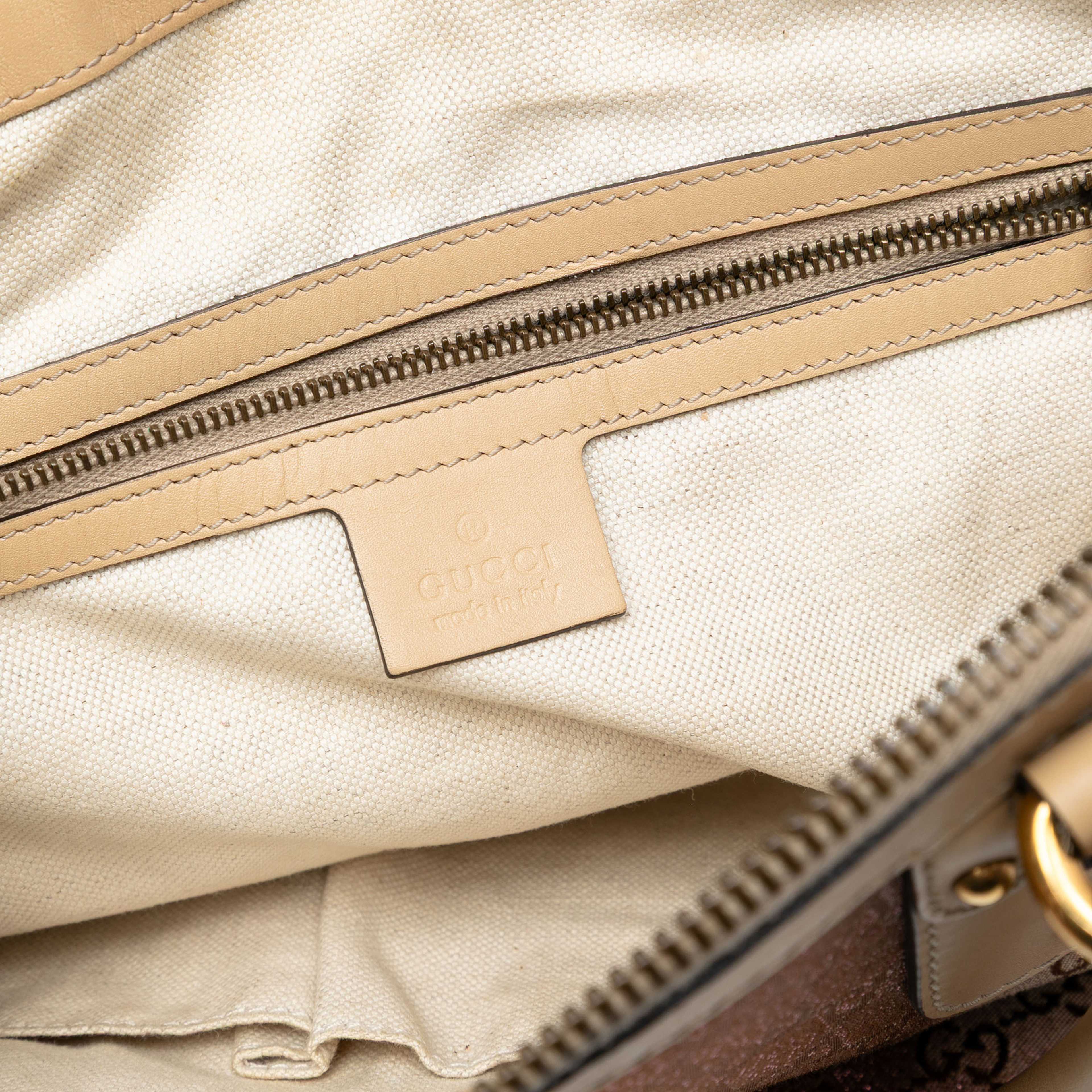 Gucci Medium Gg Lurex Scarlett Satchel, från Luxclusif, i färgen brown. Klicka för att öppna bilden i stort format