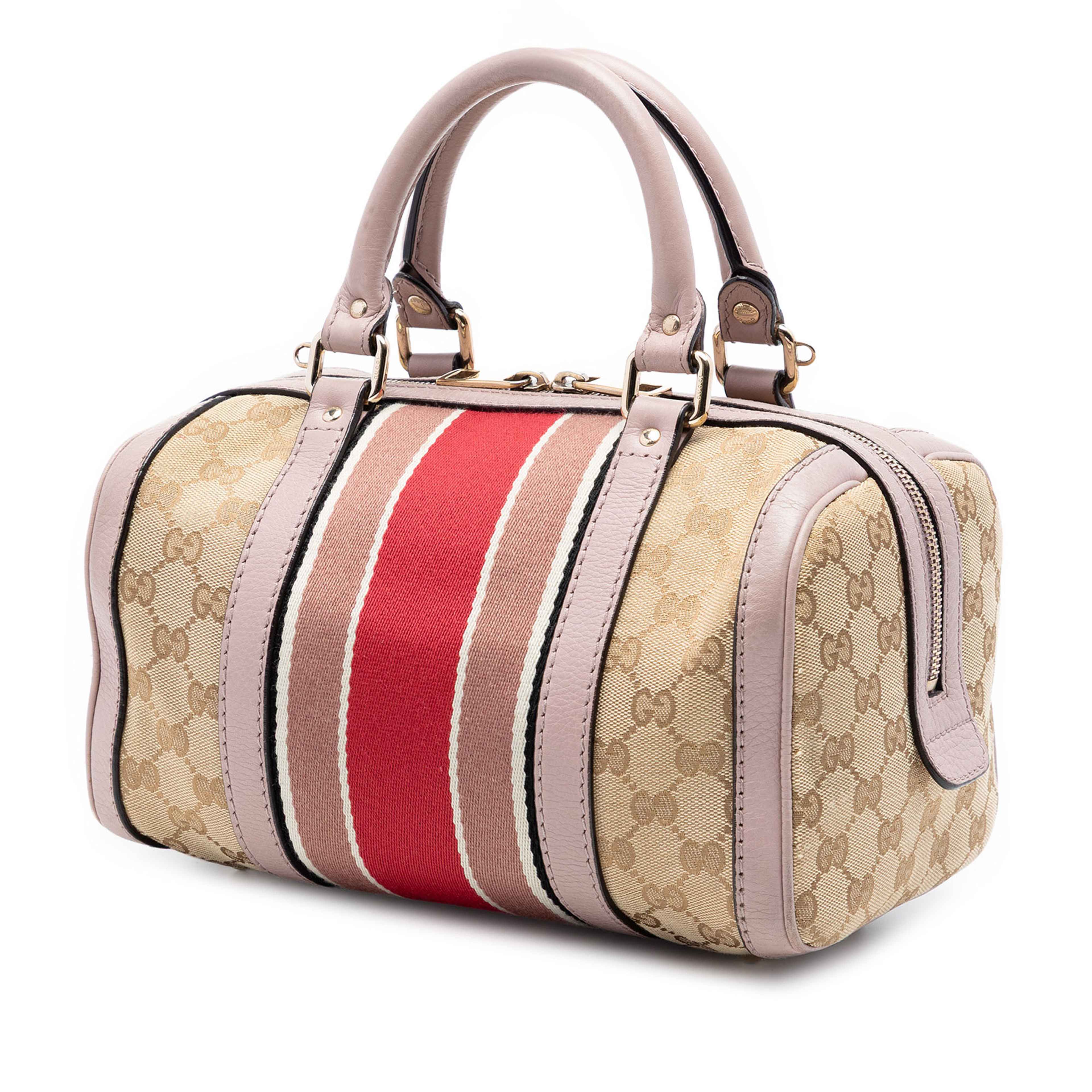 Gucci Small Gg Canvas Web Joy Boston Bag, från Luxclusif, i färgen beige. Klicka för att öppna bilden i stort format