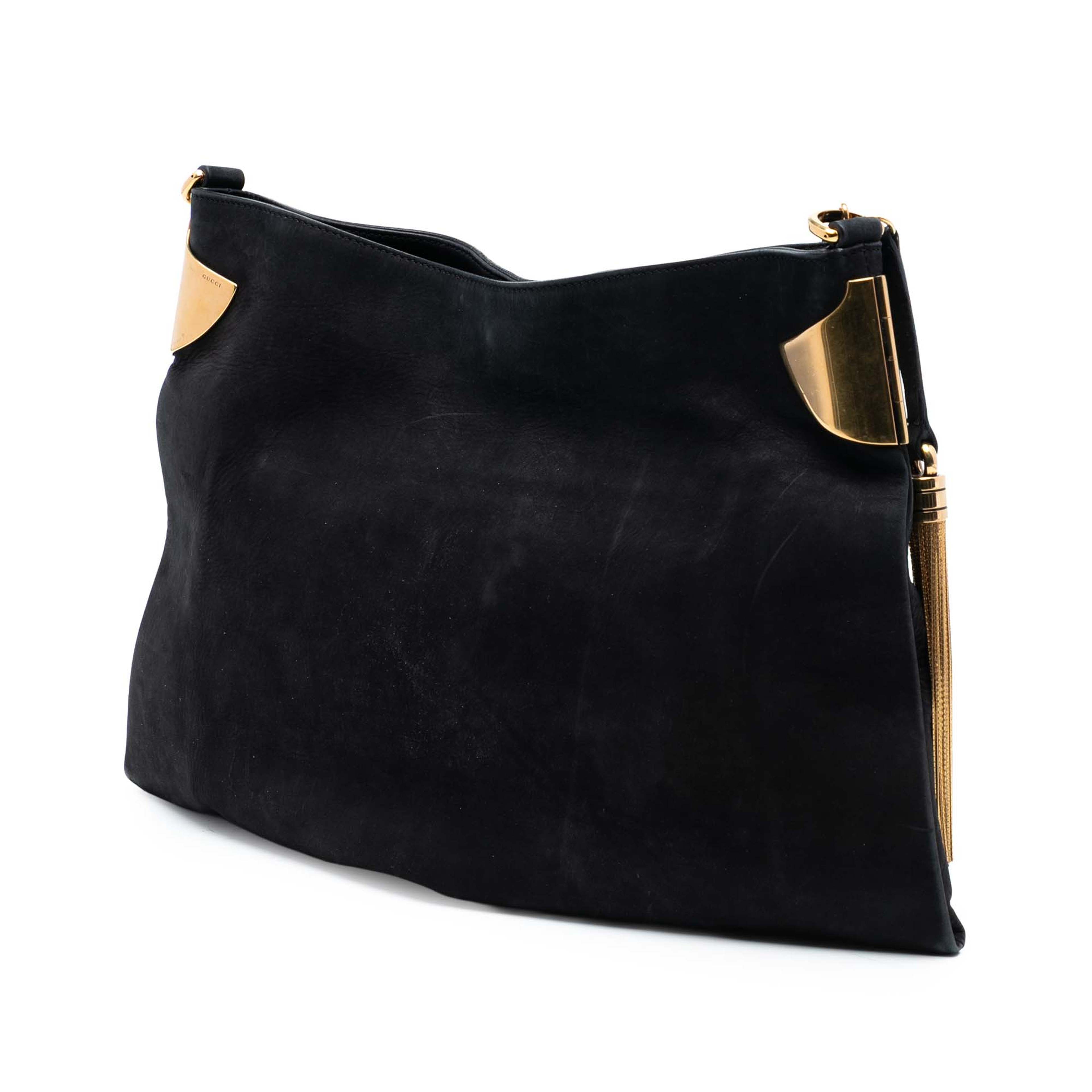 Gucci Medium Nubuck 1970 Shoulder Bag, från Luxclusif, i färgen black. Klicka för att öppna bilden i stort format