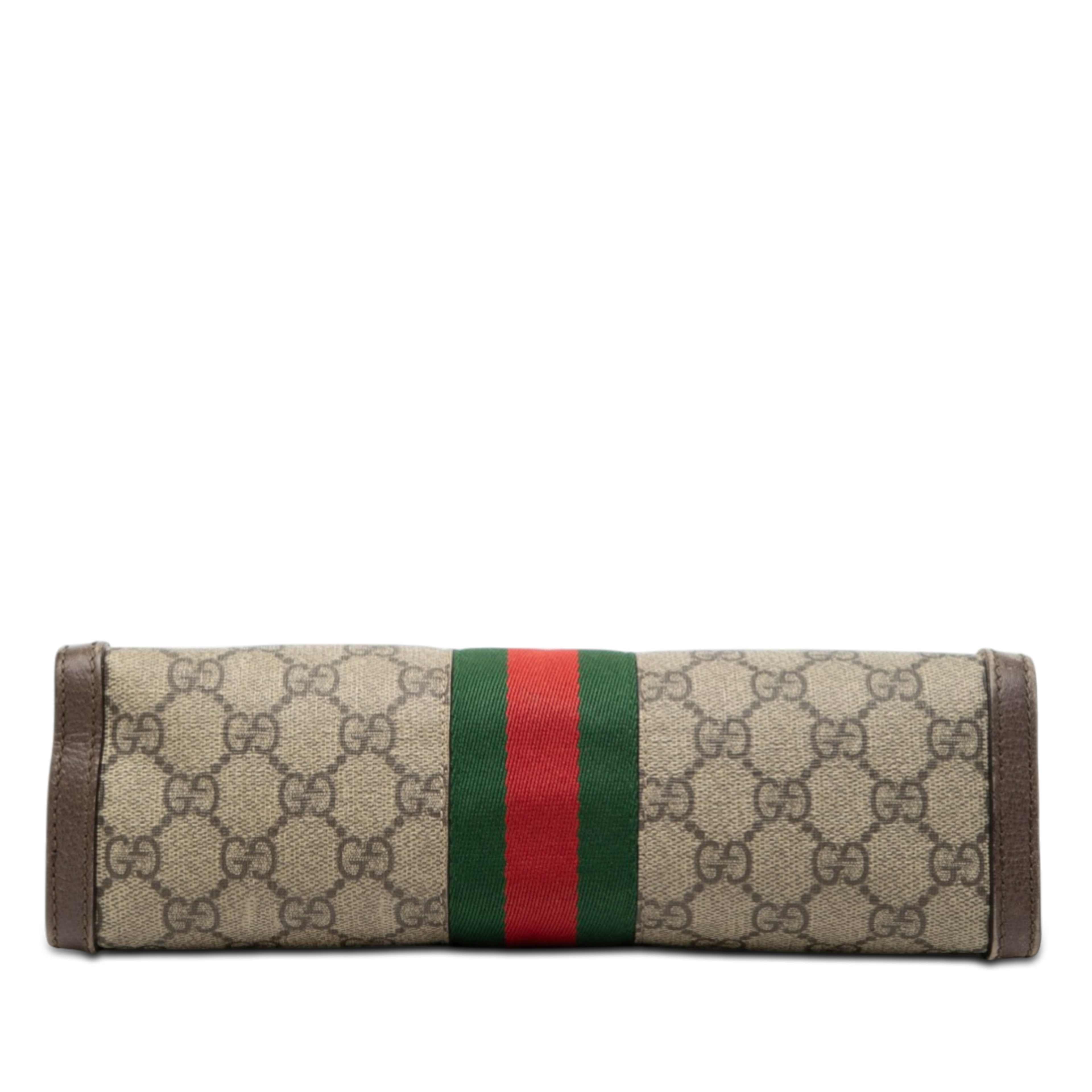 Gucci Small Gg Supreme Web Ophidia Chain Crossbody, från Luxclusif, i färgen beige. Klicka för att öppna bilden i stort format