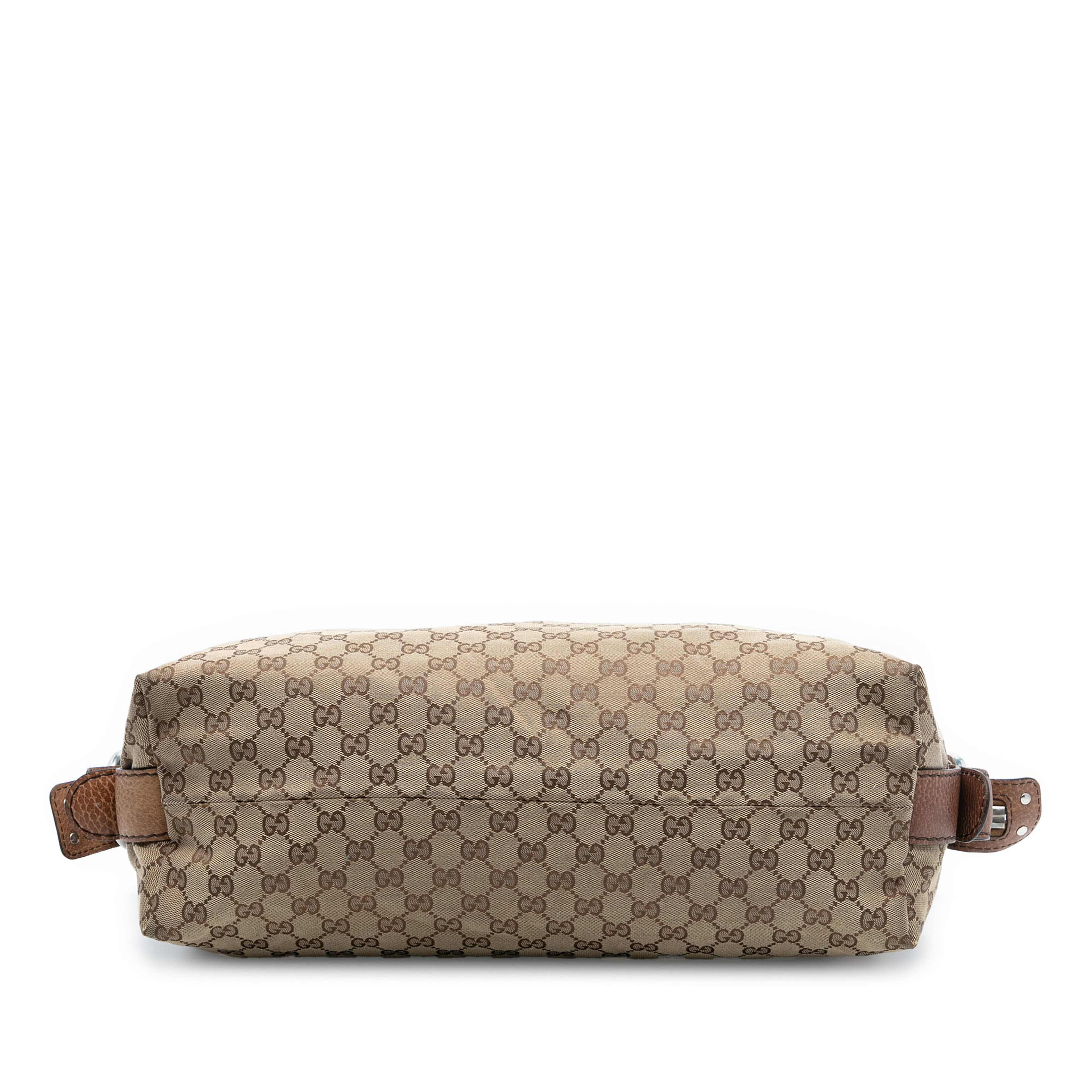 Gucci Medium Gg Canvas Bamboo Bar Tote, från Luxclusif, i färgen beige. Klicka för att öppna bilden i stort format