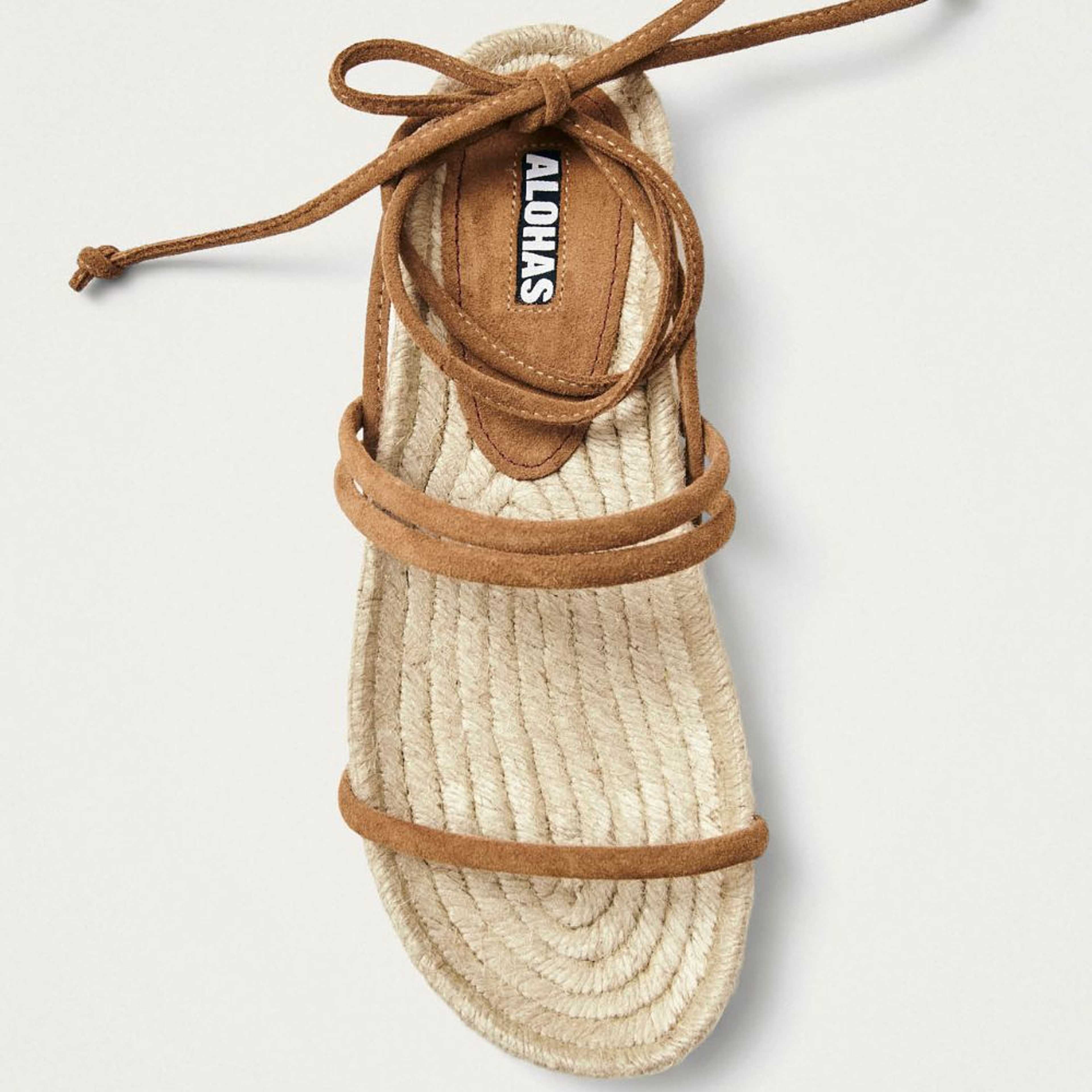 Rayna Suede Tan Leather Sandals