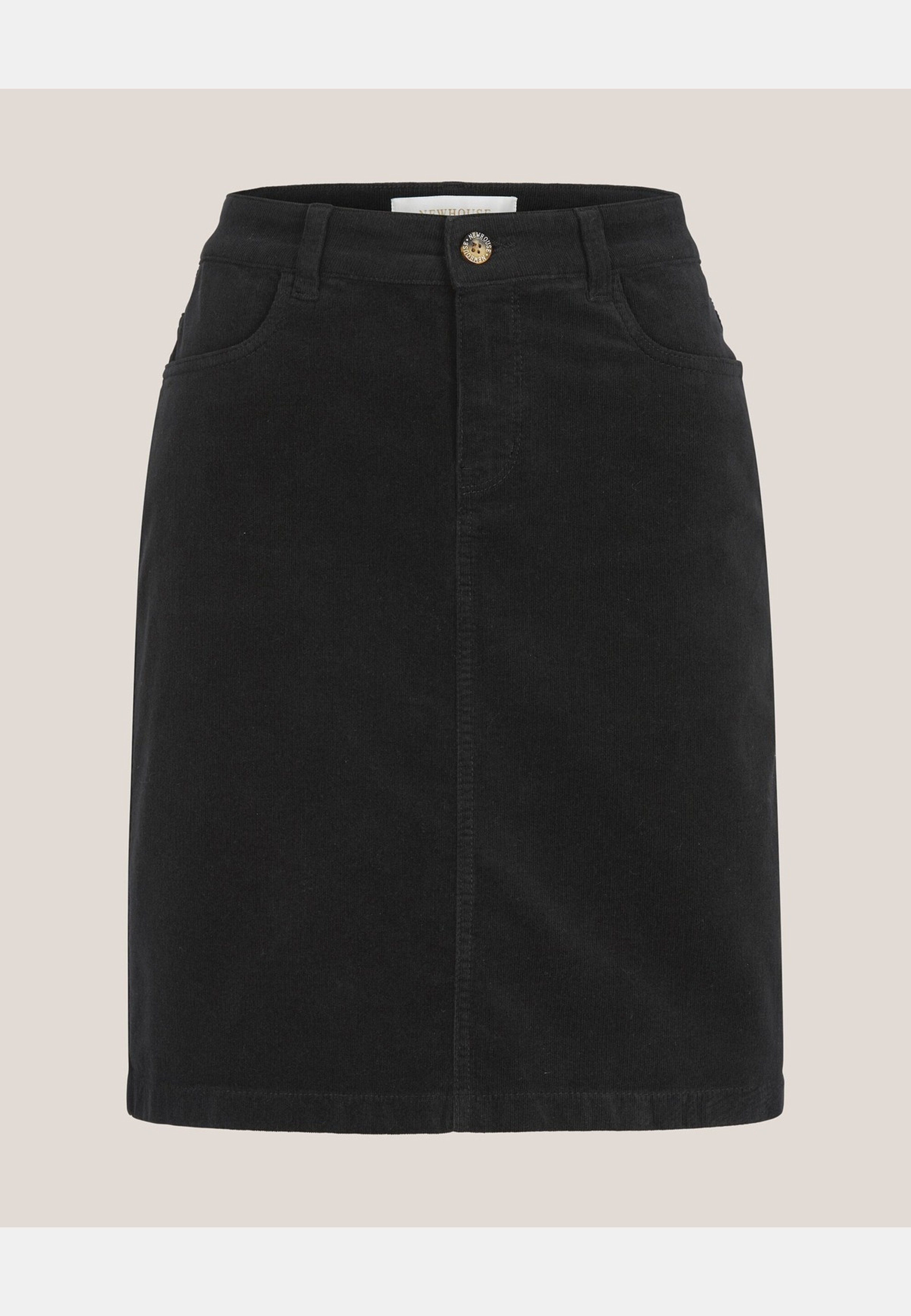 Kjol Minicord Lisa, från Newhouse, i färgen svart. Klicka för att öppna bilden i stort format