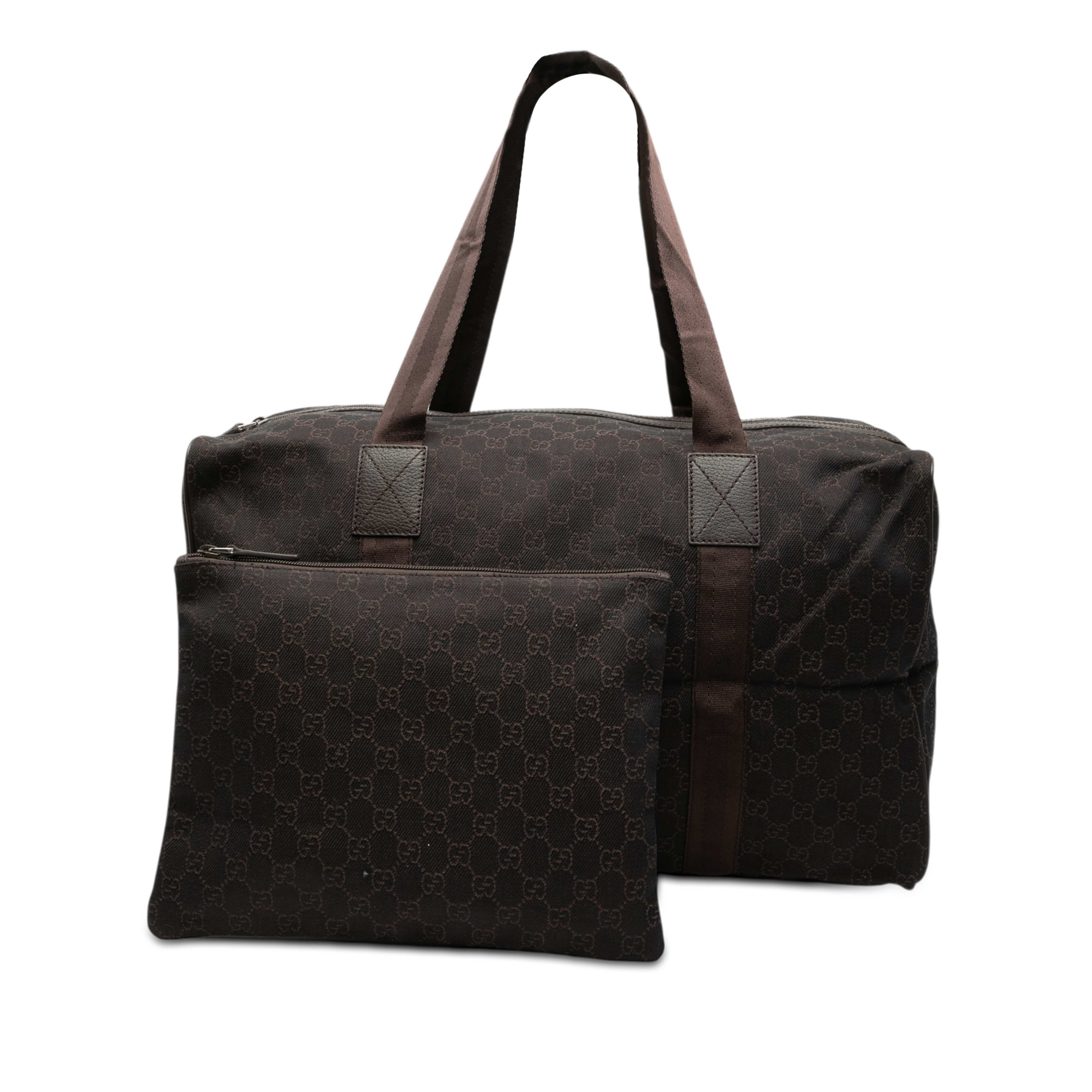 Gucci Gg Canvas Travel Bag, från Luxclusif, i färgen brun. Klicka för att öppna bilden i stort format