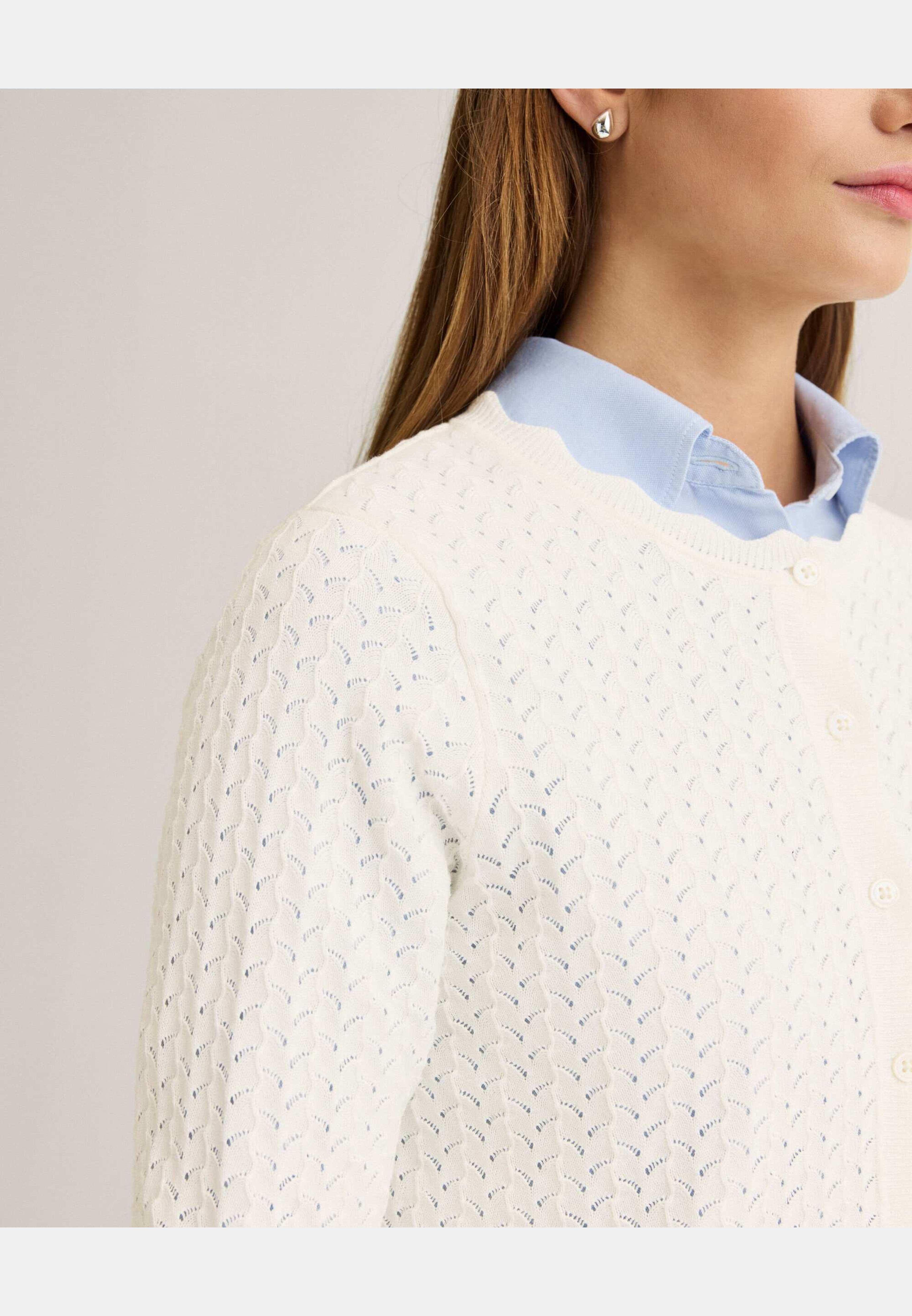 Livia Knitted Cardigan, från Newhouse, i färgen offwhite. Klicka för att öppna bilden i stort format