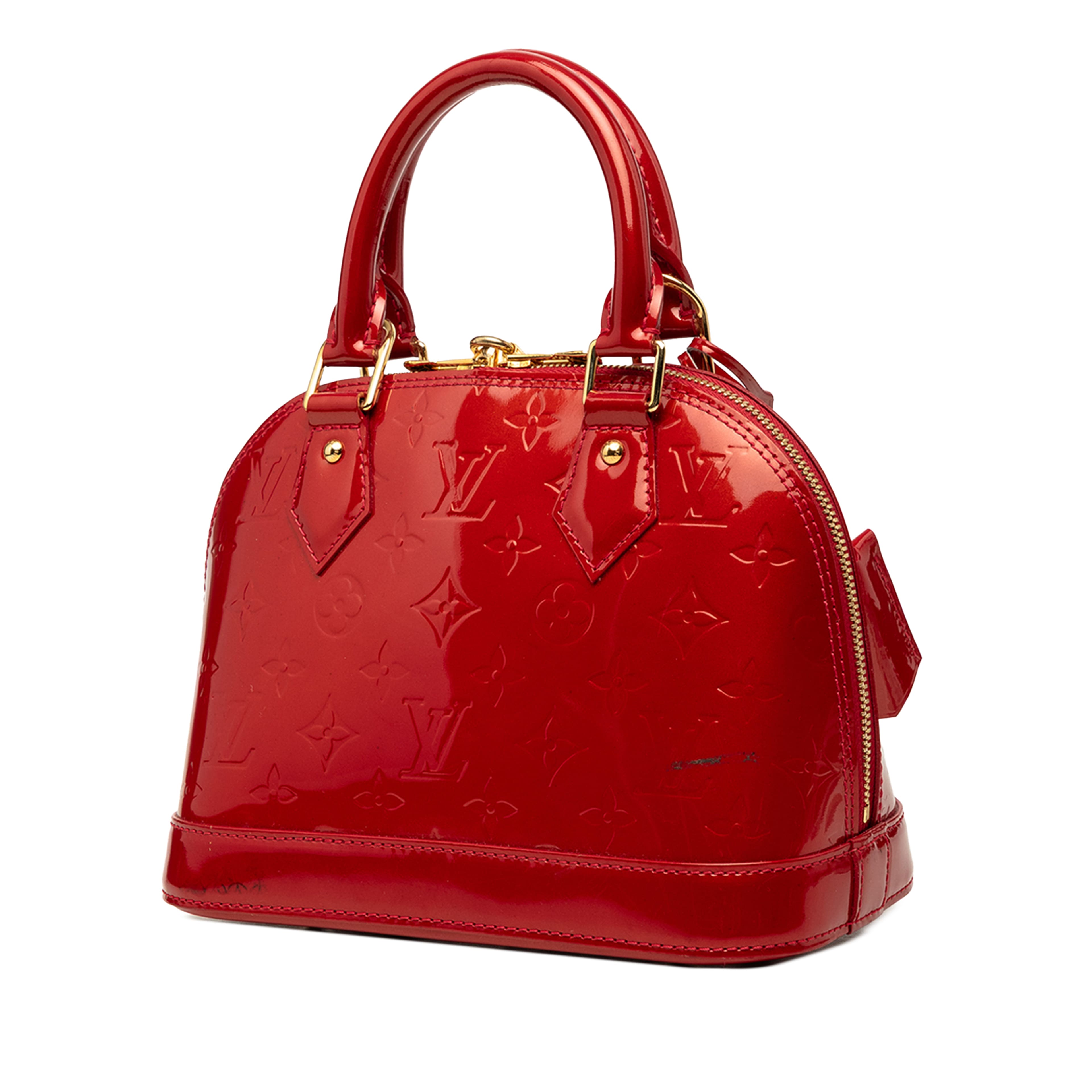 Louis Vuitton Monogram Vernis Alma Bb, från Luxclusif, i färgen röd. Klicka för att öppna bilden i stort format