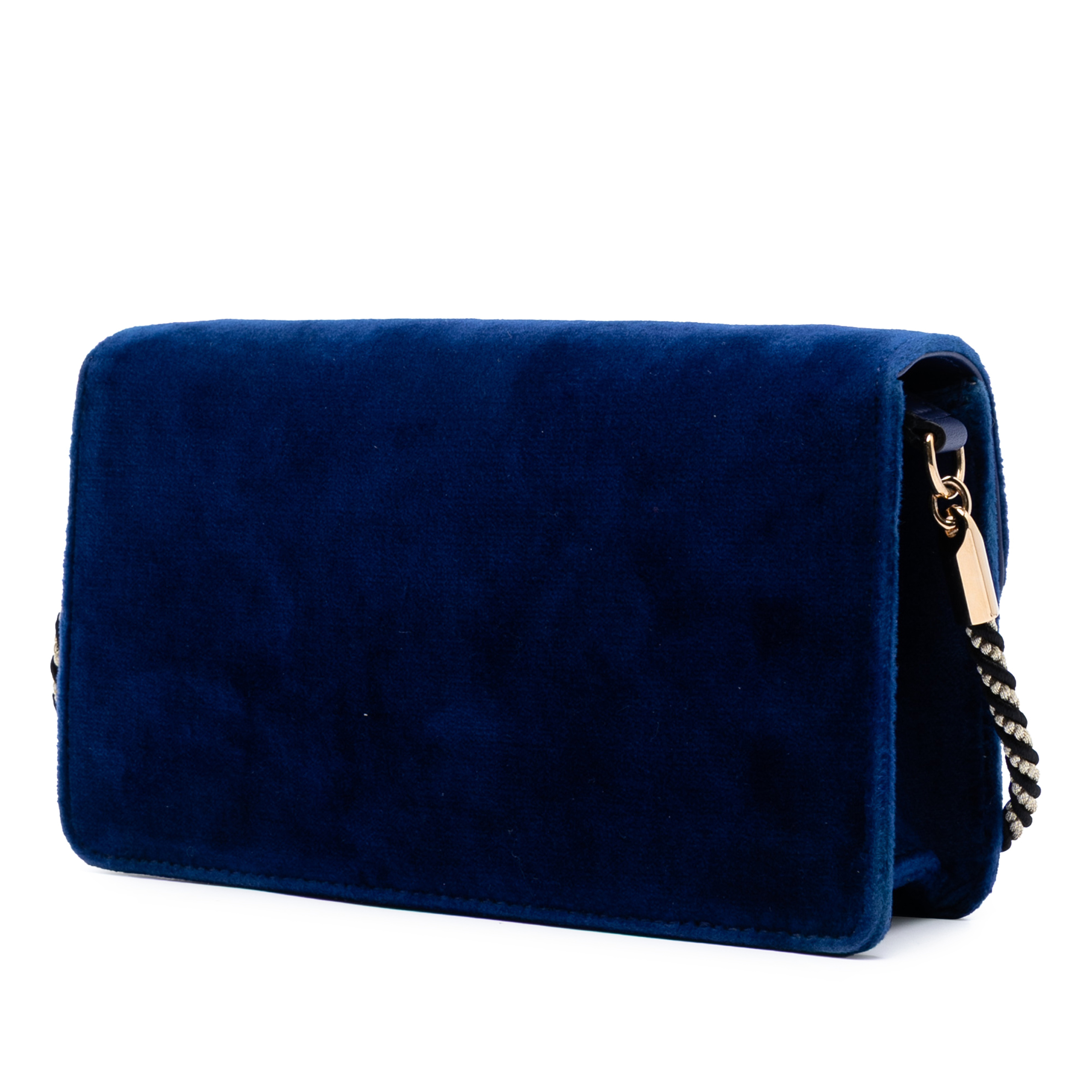 Gucci Crystal G Velvet Broadway Crossbody, från Luxclusif, i färgen dark blue. Klicka för att öppna bilden i stort format