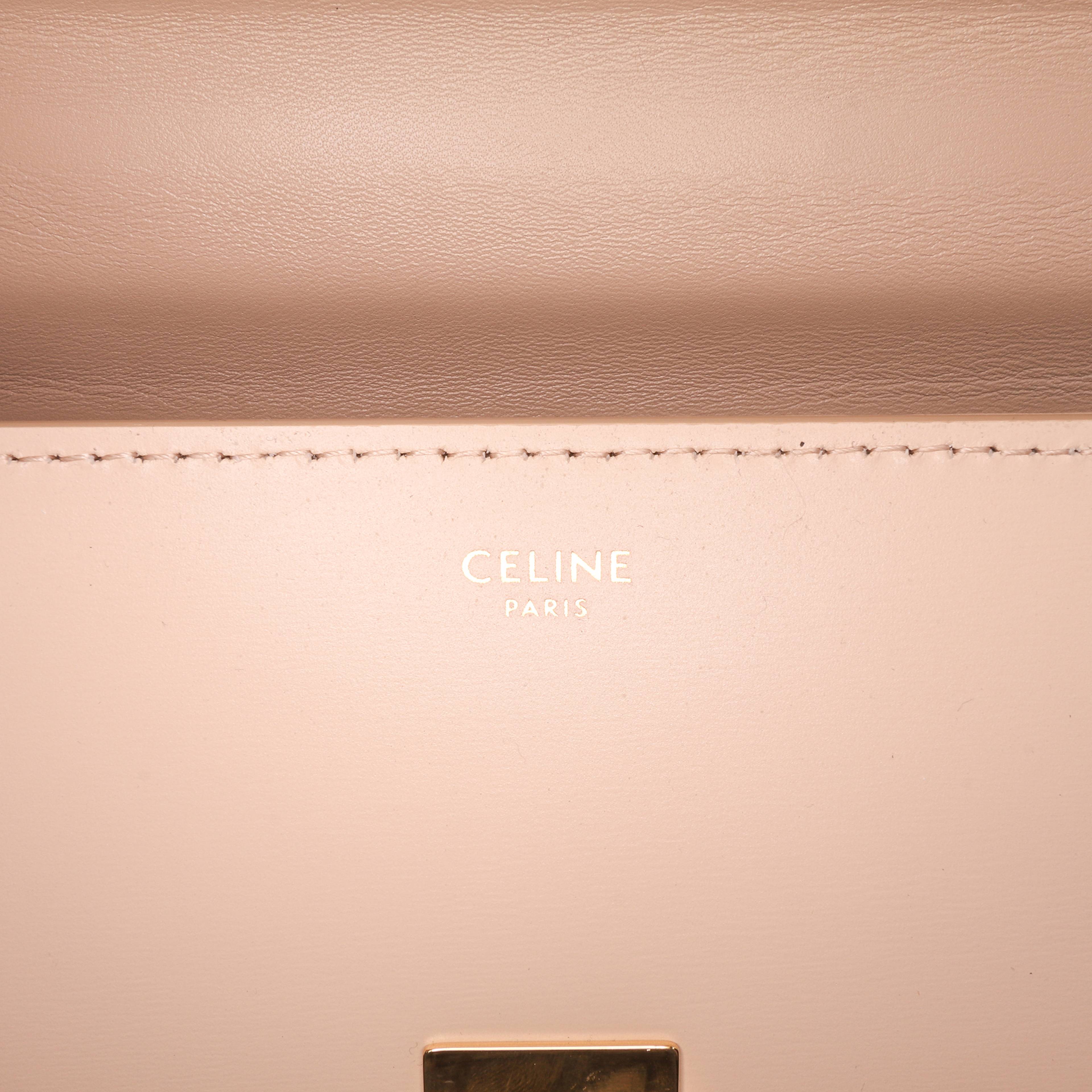 Celine Shiny Calfskin Triomphe Chain Box Shoulder Bag