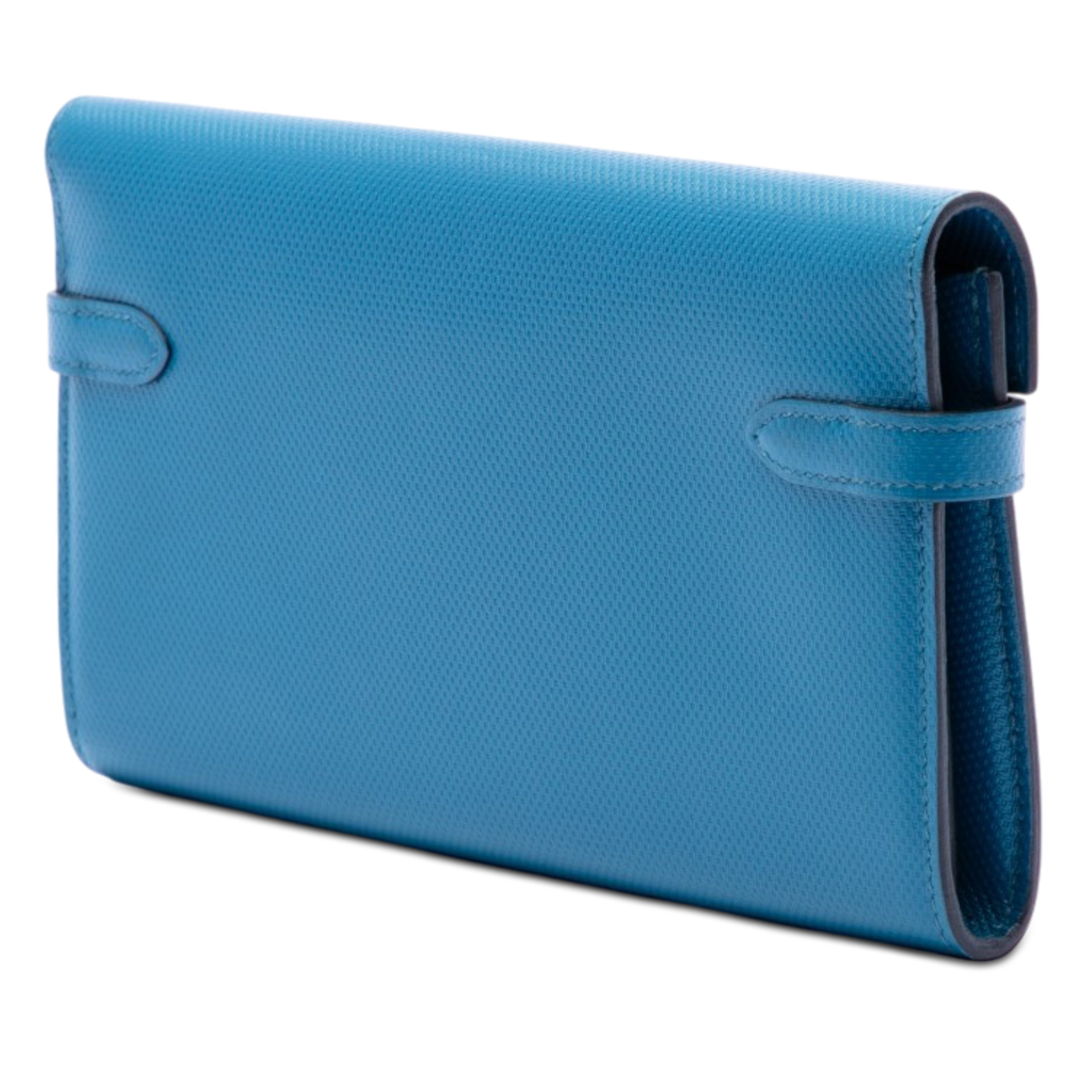 Hermès Grain D H Kelly Longue Wallet, från Luxclusif, i färgen blå. Klicka för att öppna bilden i stort format