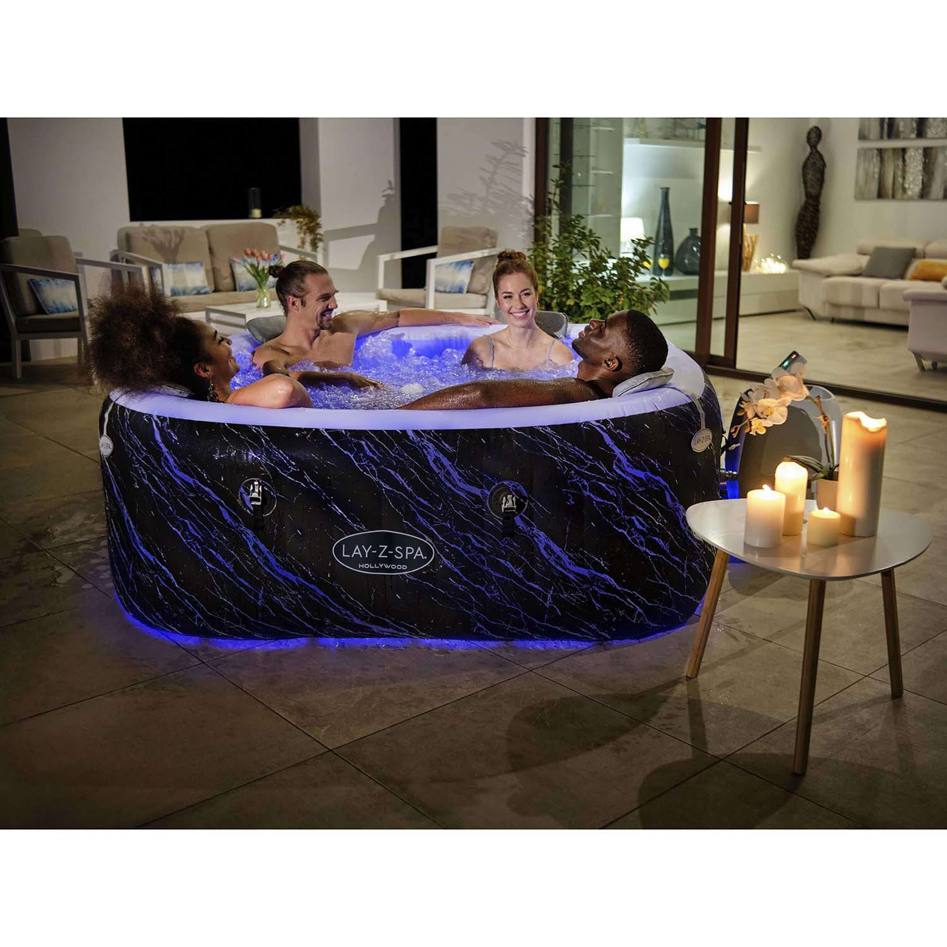 Lay-z-spa Hollywood Luxe 1,88 X 1,88 X 0,66 M, från Bestway, i färgen svart marmor. Klicka för att öppna bilden i stort format