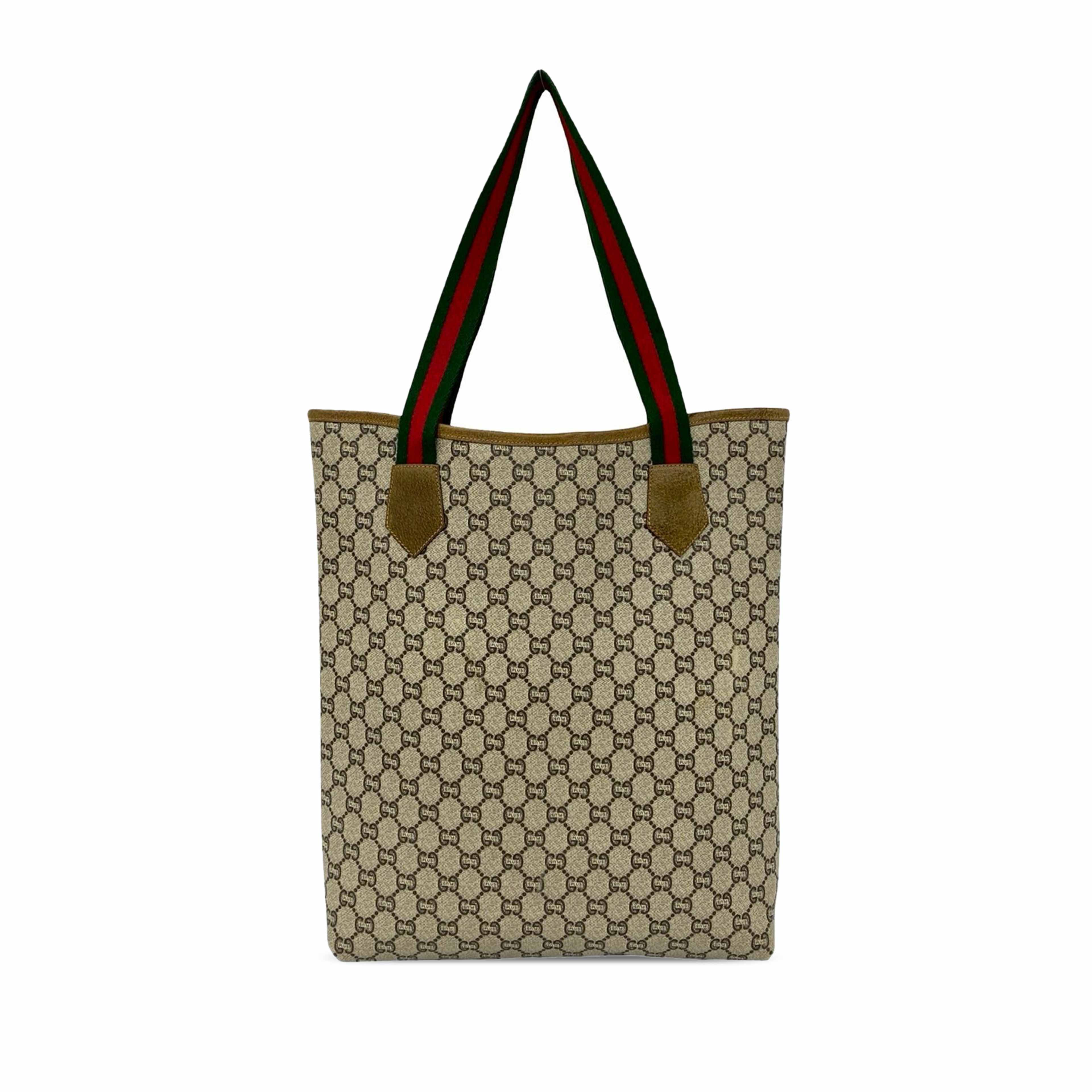 Gucci Gg Supreme Plus Web Tote, från Luxclusif, i färgen beige. Klicka för att öppna bilden i stort format