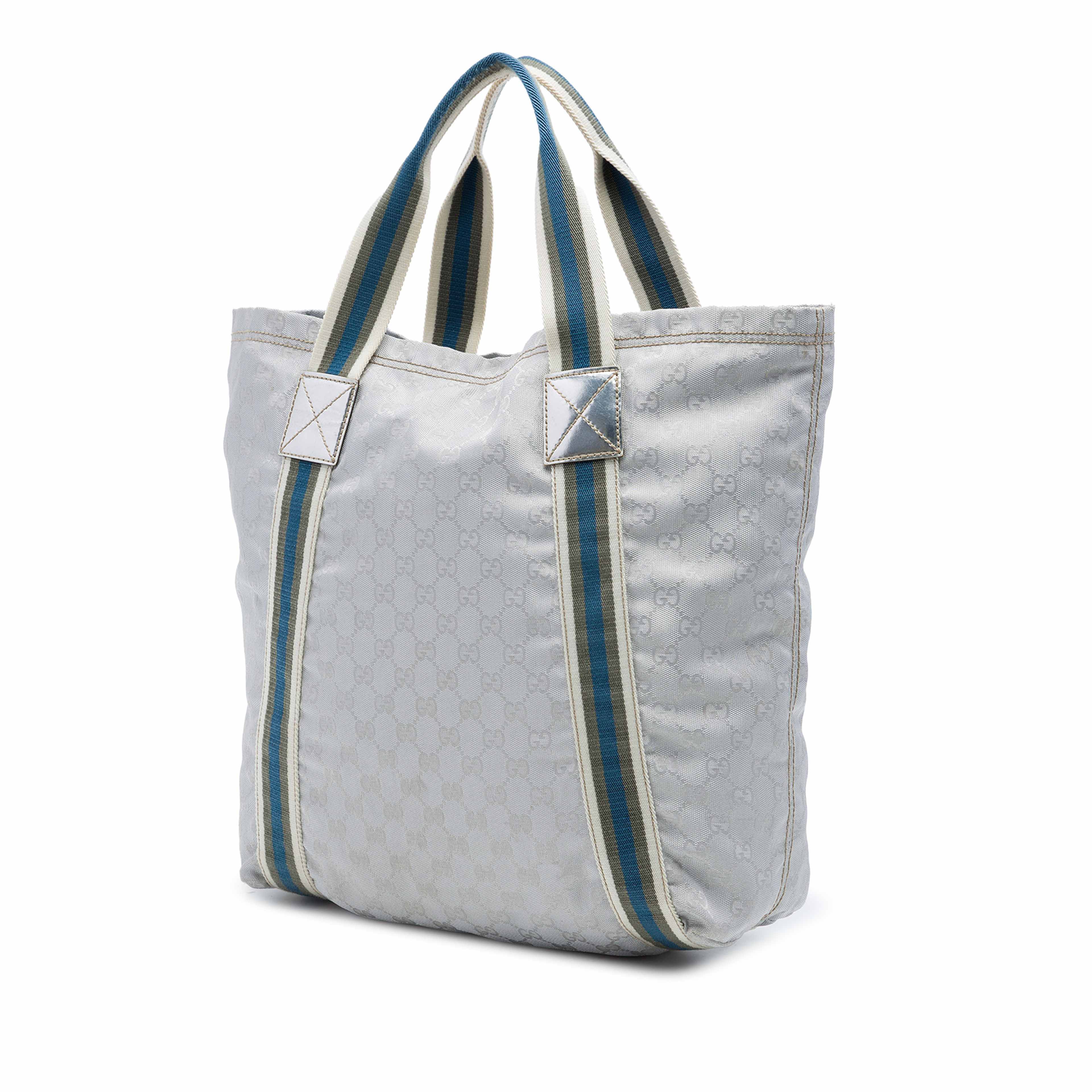 Gucci Gg Canvas Web Tote, från Luxclusif, i färgen grå. Klicka för att öppna bilden i stort format