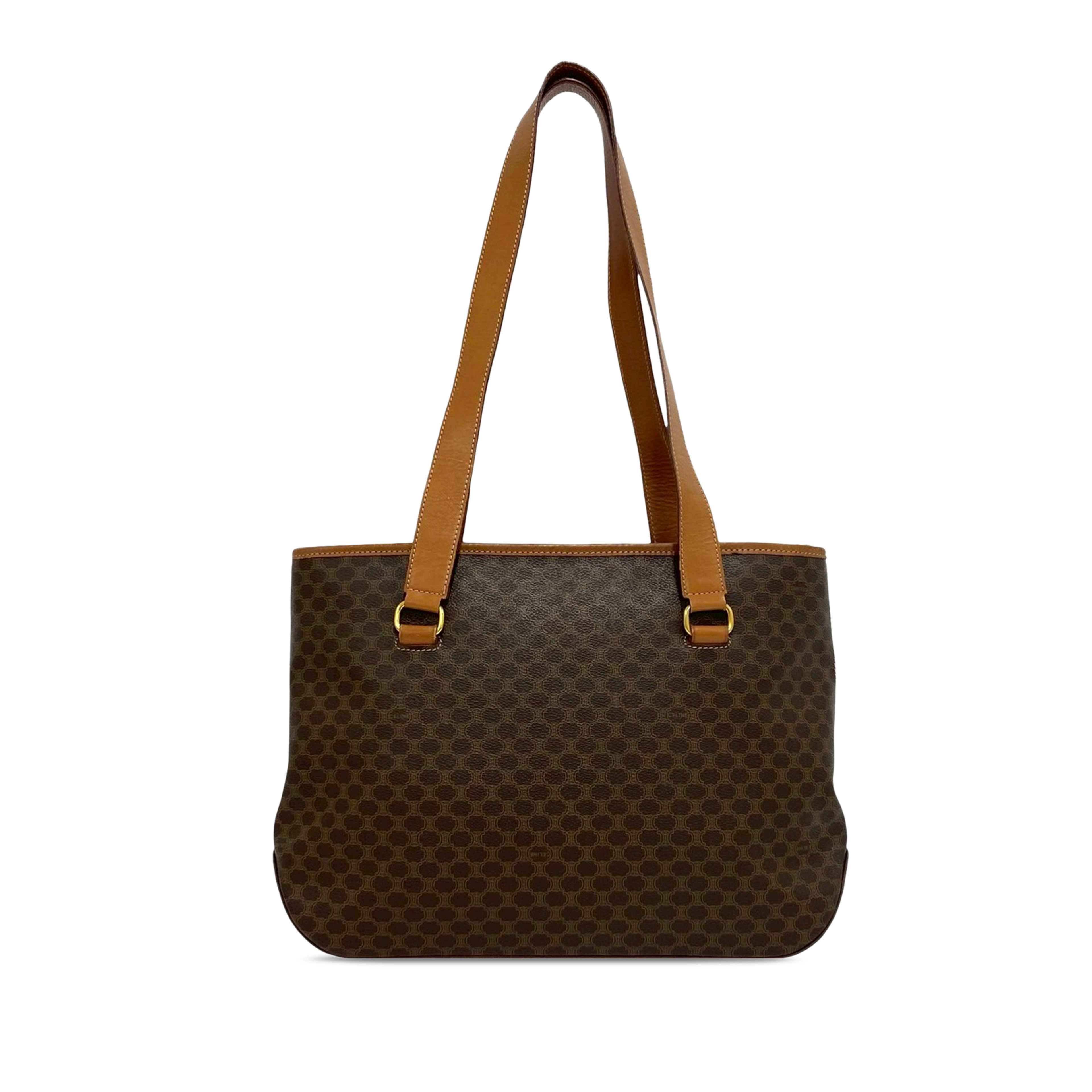Celine Macadam Coated Canvas Tote, från Luxclusif, i färgen brun. Klicka för att öppna bilden i stort format