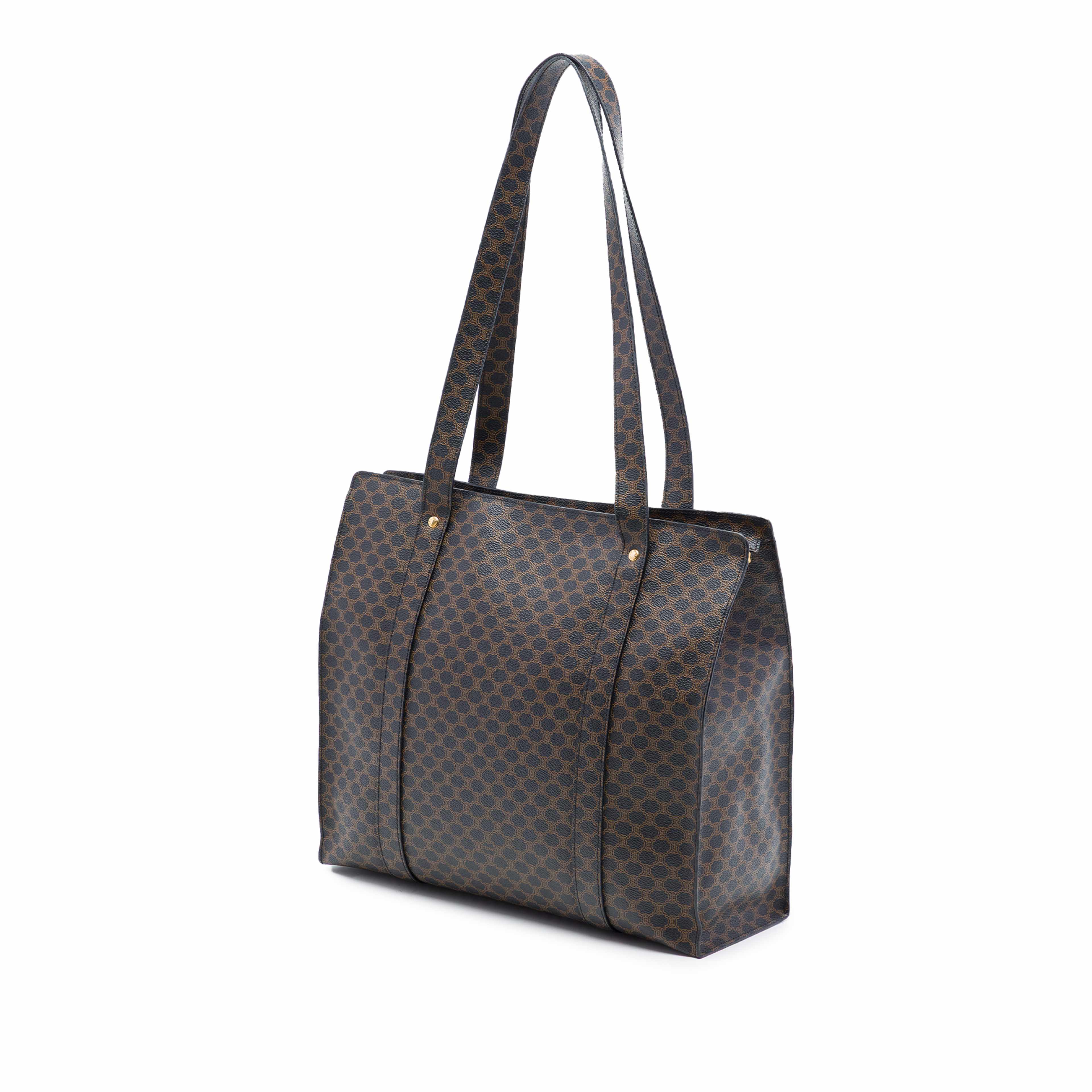 Celine Macadam Coated Canvas Tote, från Luxclusif, i färgen brun. Klicka för att öppna bilden i stort format