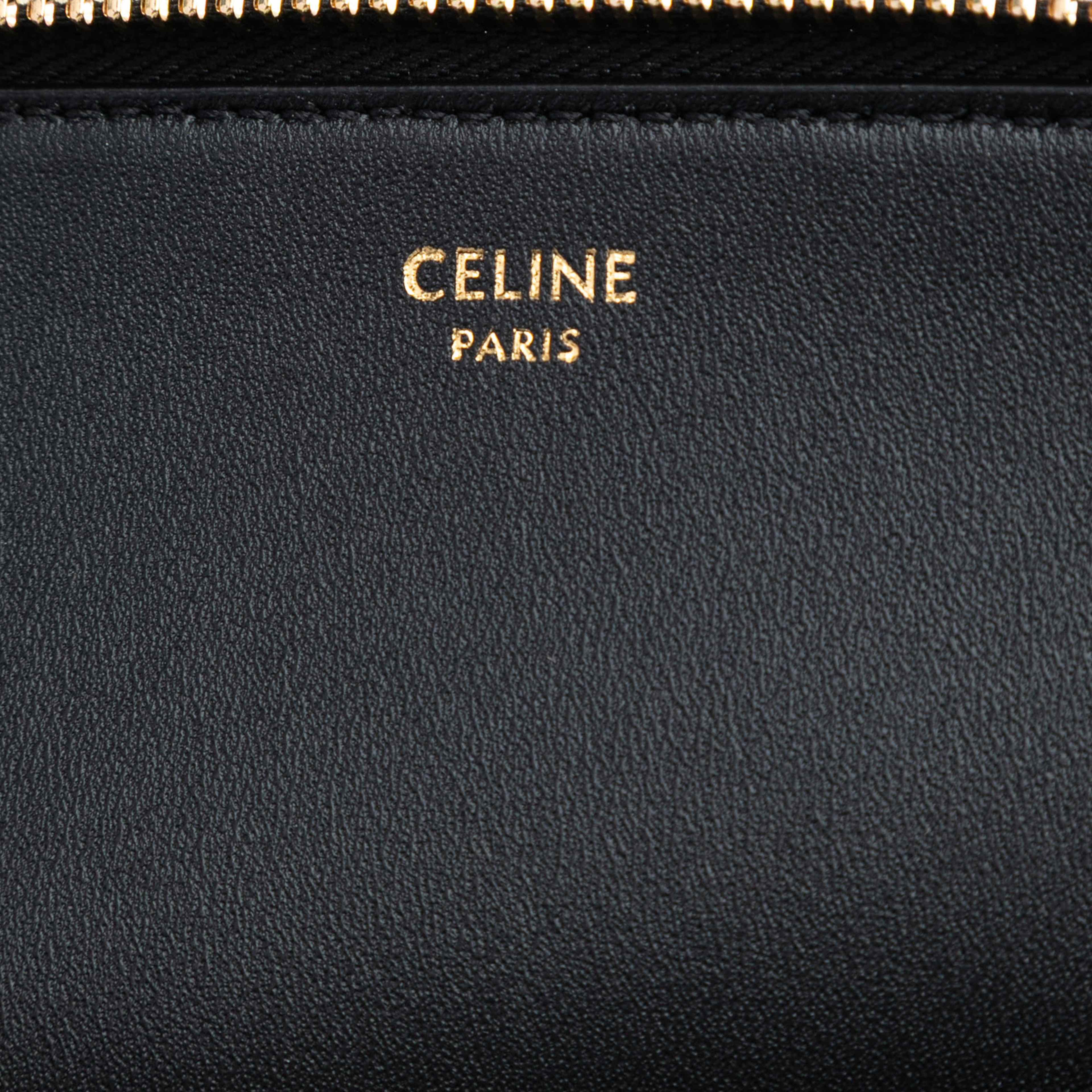 Celine Shiny Calfskin Triomphe Pouch, från Luxclusif, i färgen black. Klicka för att öppna bilden i stort format