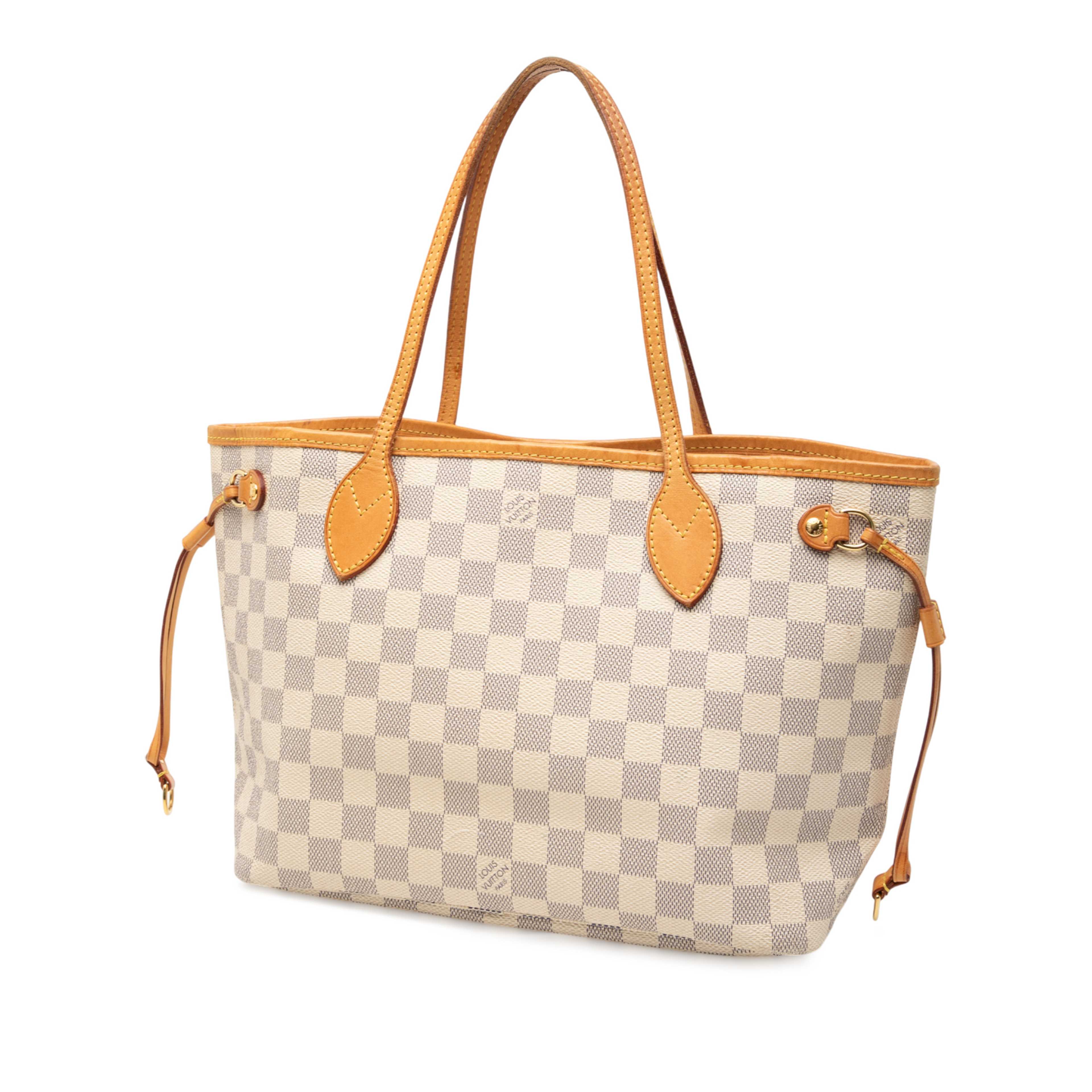 Louis Vuitton Damier Azur Neverfull Pm, från Luxclusif, i färgen white. Klicka för att öppna bilden i stort format