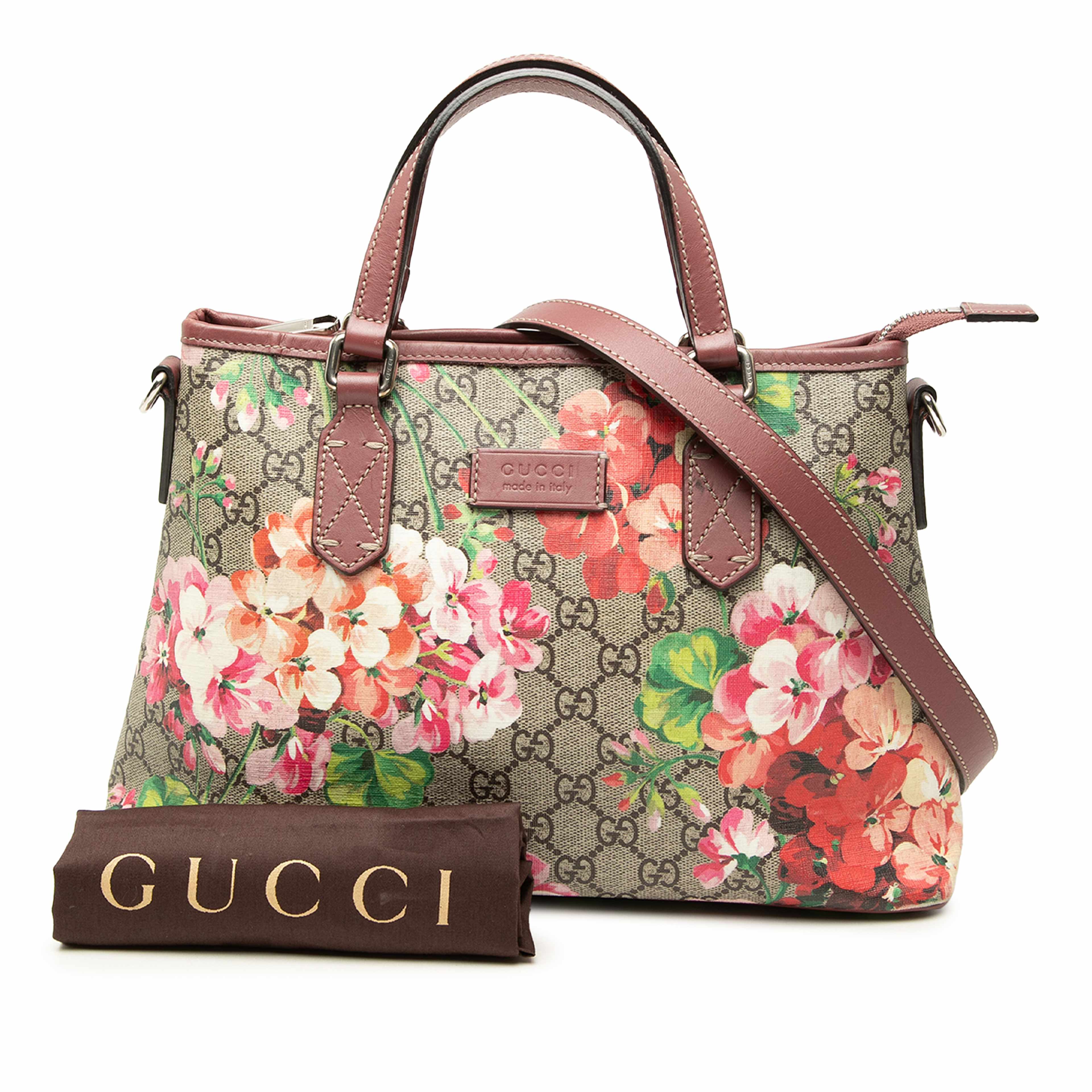 Gucci Gg Supreme Blooms Zippered Tote, från Luxclusif, i färgen beige. Klicka för att öppna bilden i stort format