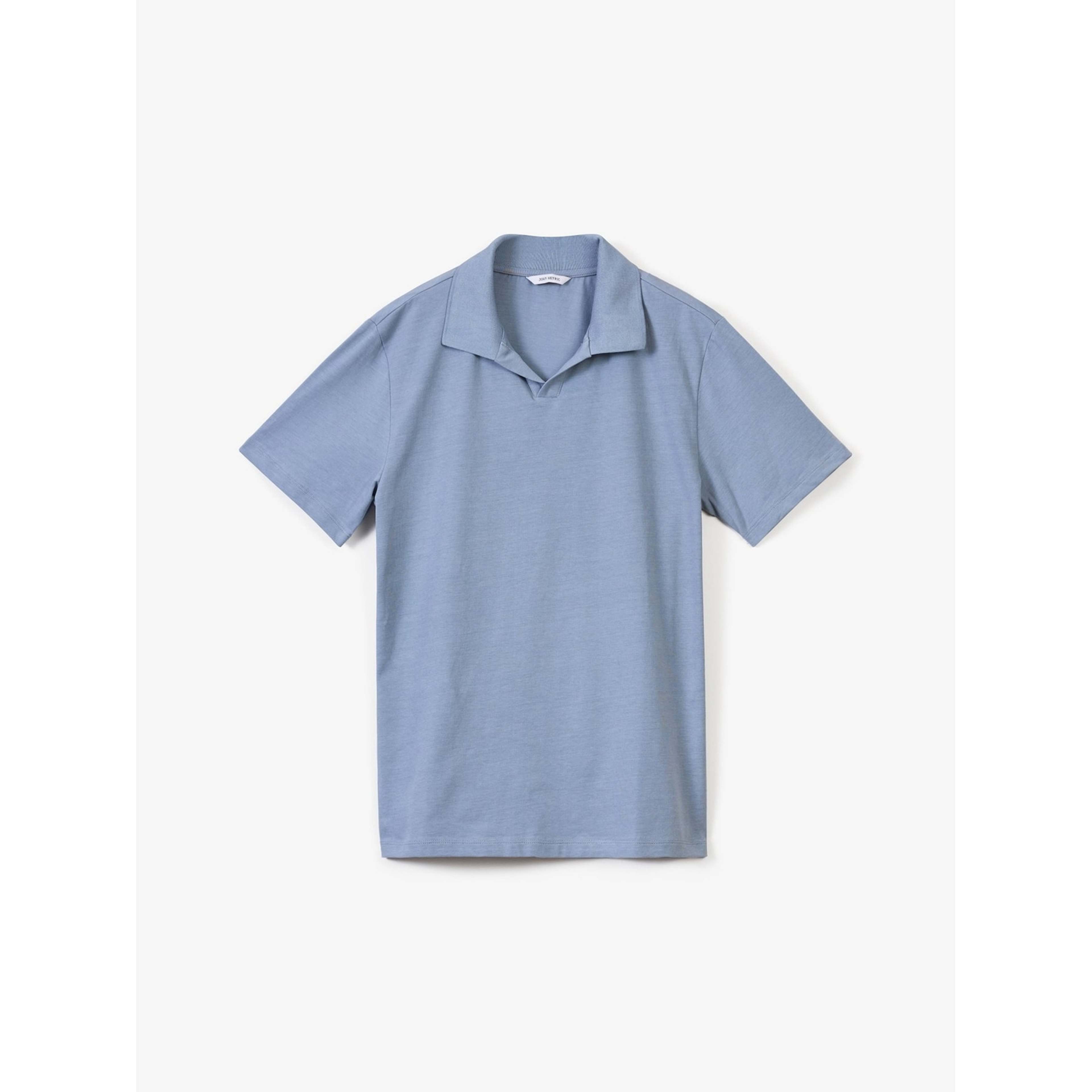 Cotton Fitted Stretch S/s Open Collar Polo Shirt