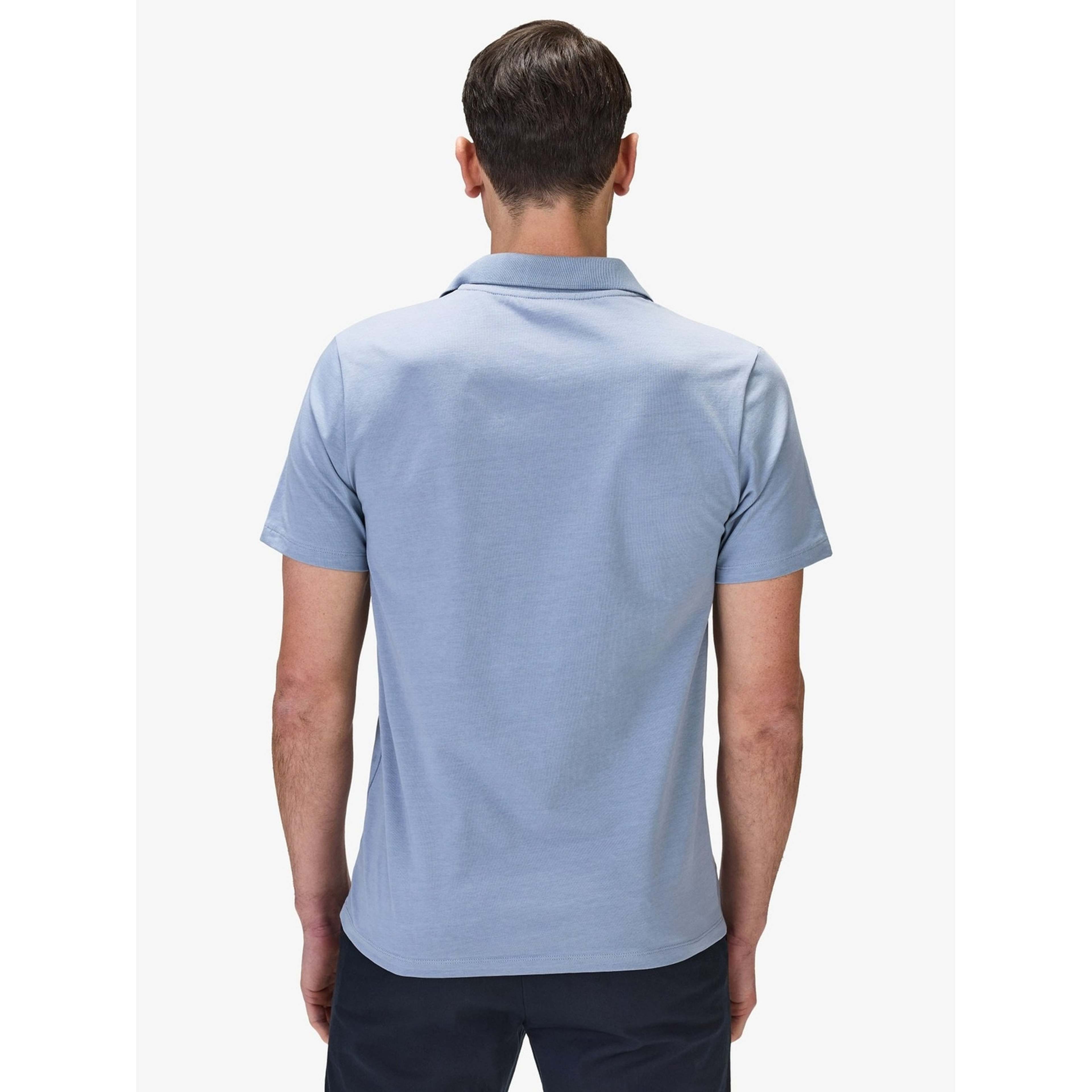 Cotton Fitted Stretch S/s Open Collar Polo Shirt