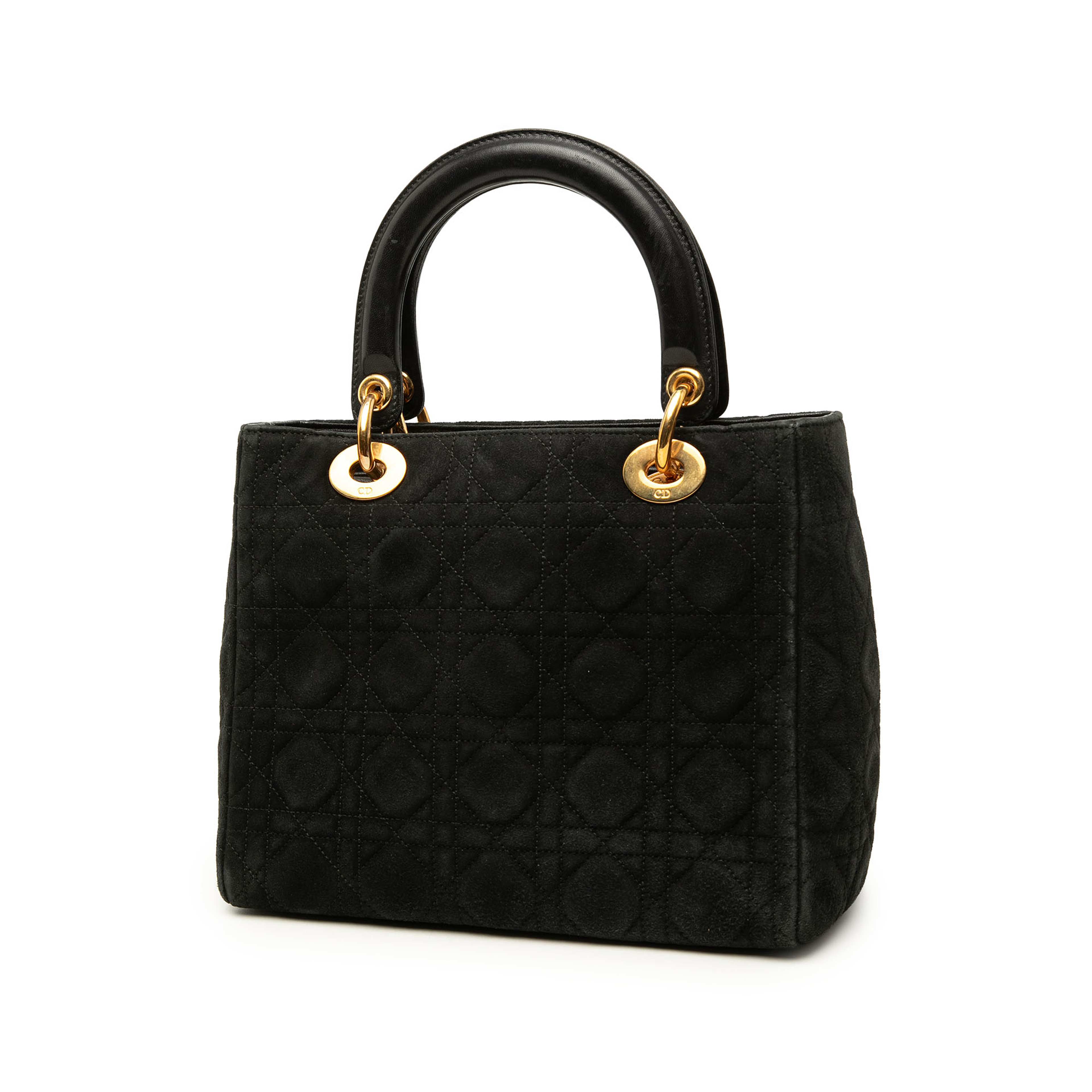 Dior Medium Suede Cannage Lady Dior, från Luxclusif, i färgen svart. Klicka för att öppna bilden i stort format