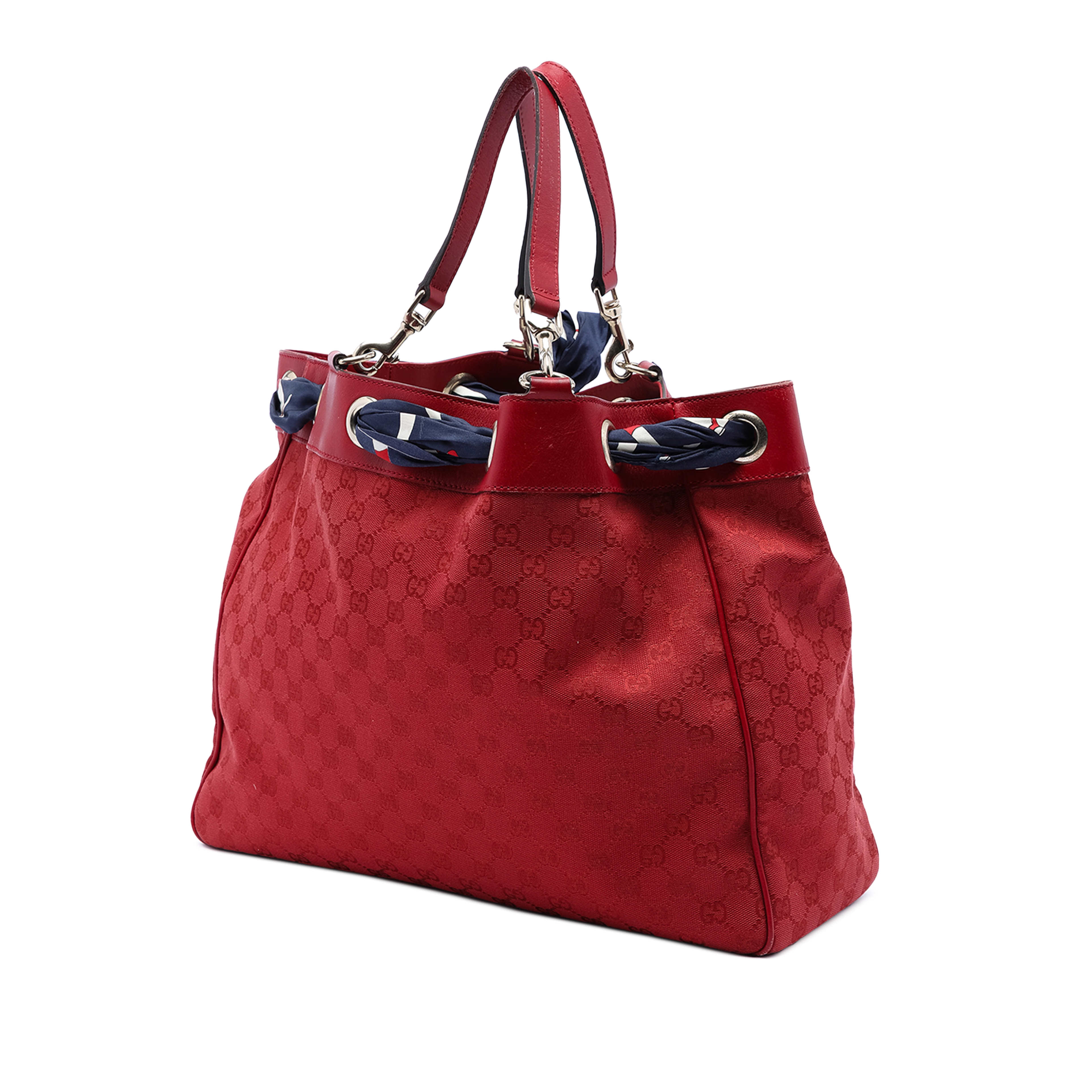 Gucci Large Gg Canvas Positano Tote, från Luxclusif, i färgen red. Klicka för att öppna bilden i stort format