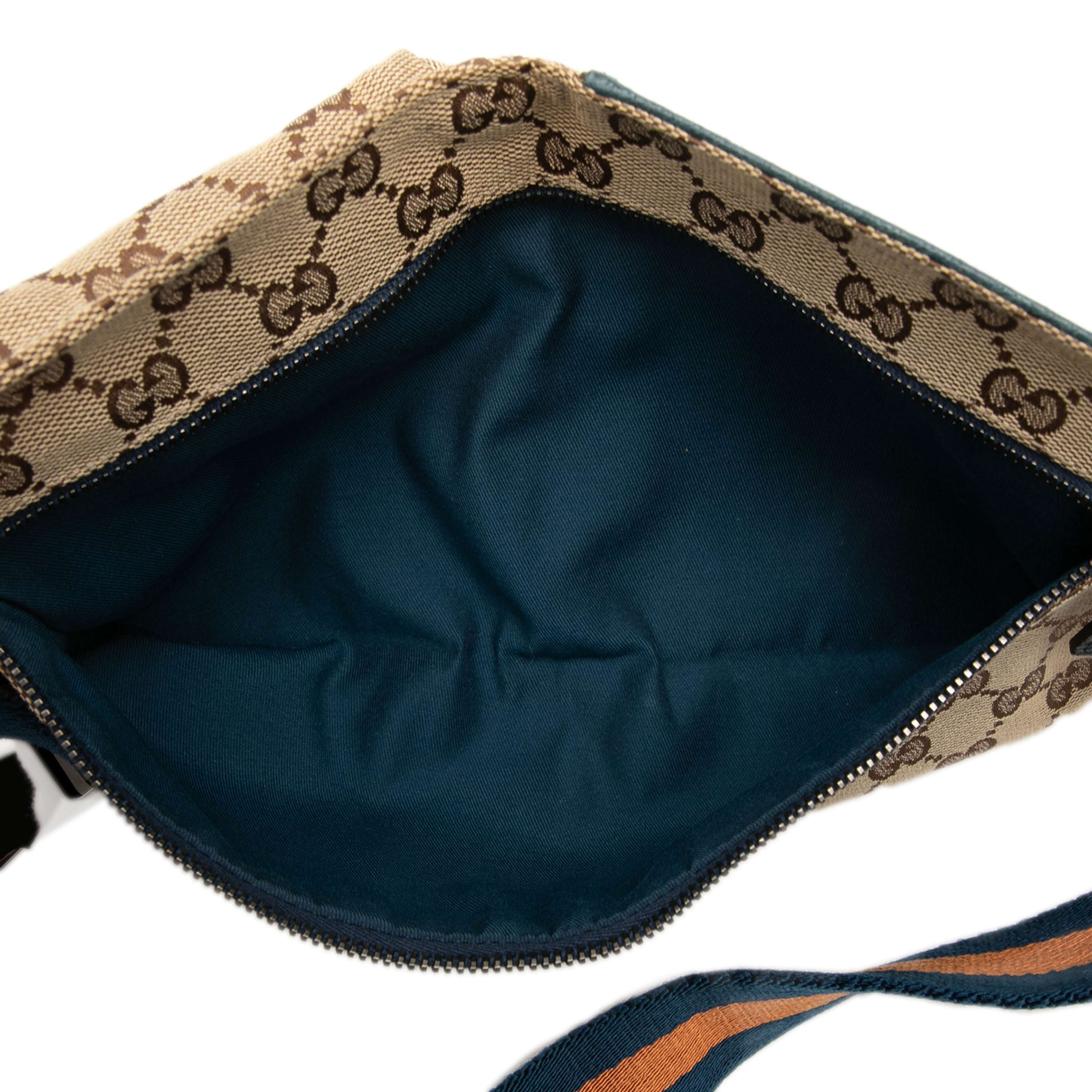 Gucci Gg Canvas Web Double Pocket Belt Bag, från Luxclusif, i färgen beige. Klicka för att öppna bilden i stort format