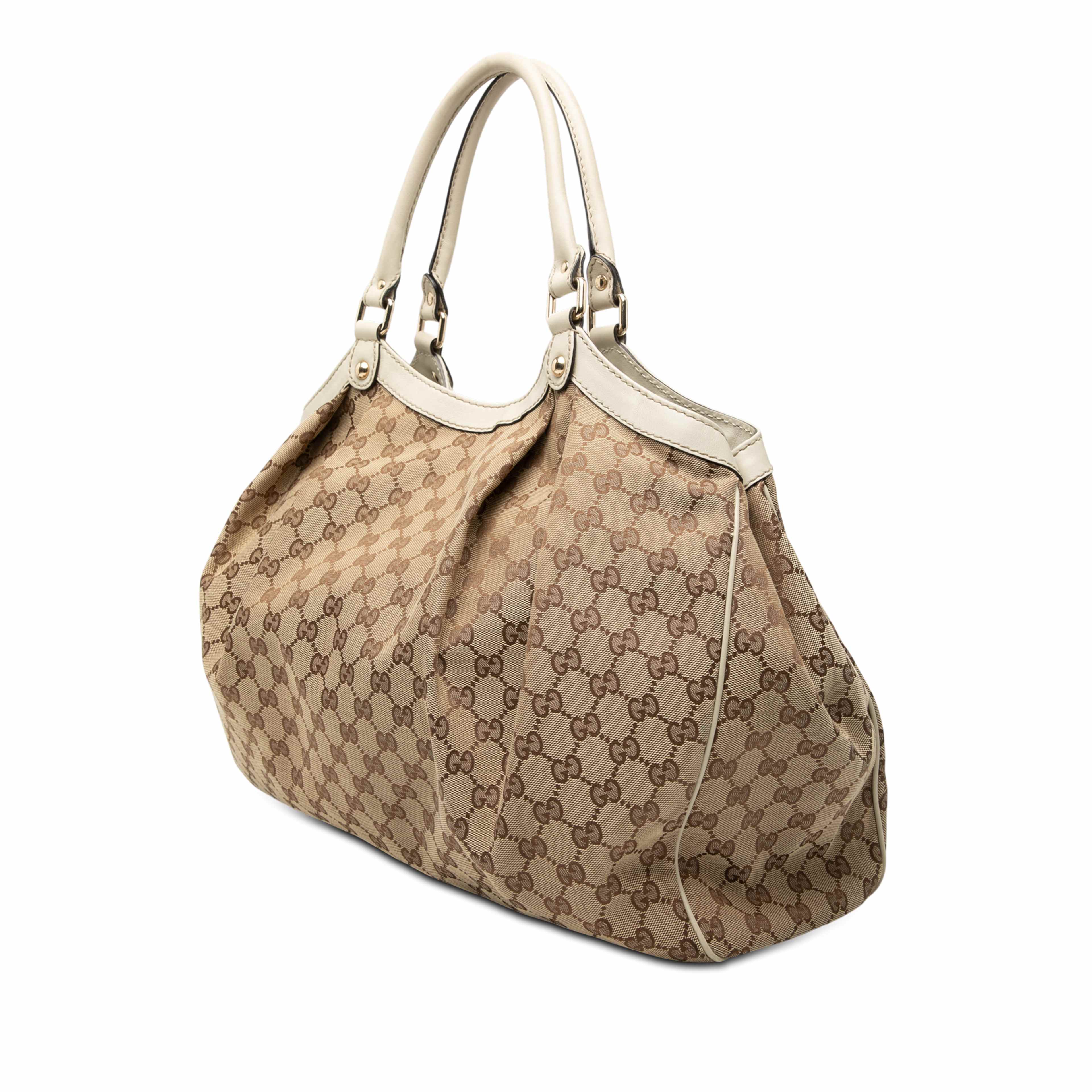 Gucci Large Gg Canvas Sukey Tote, från Luxclusif, i färgen beige. Klicka för att öppna bilden i stort format