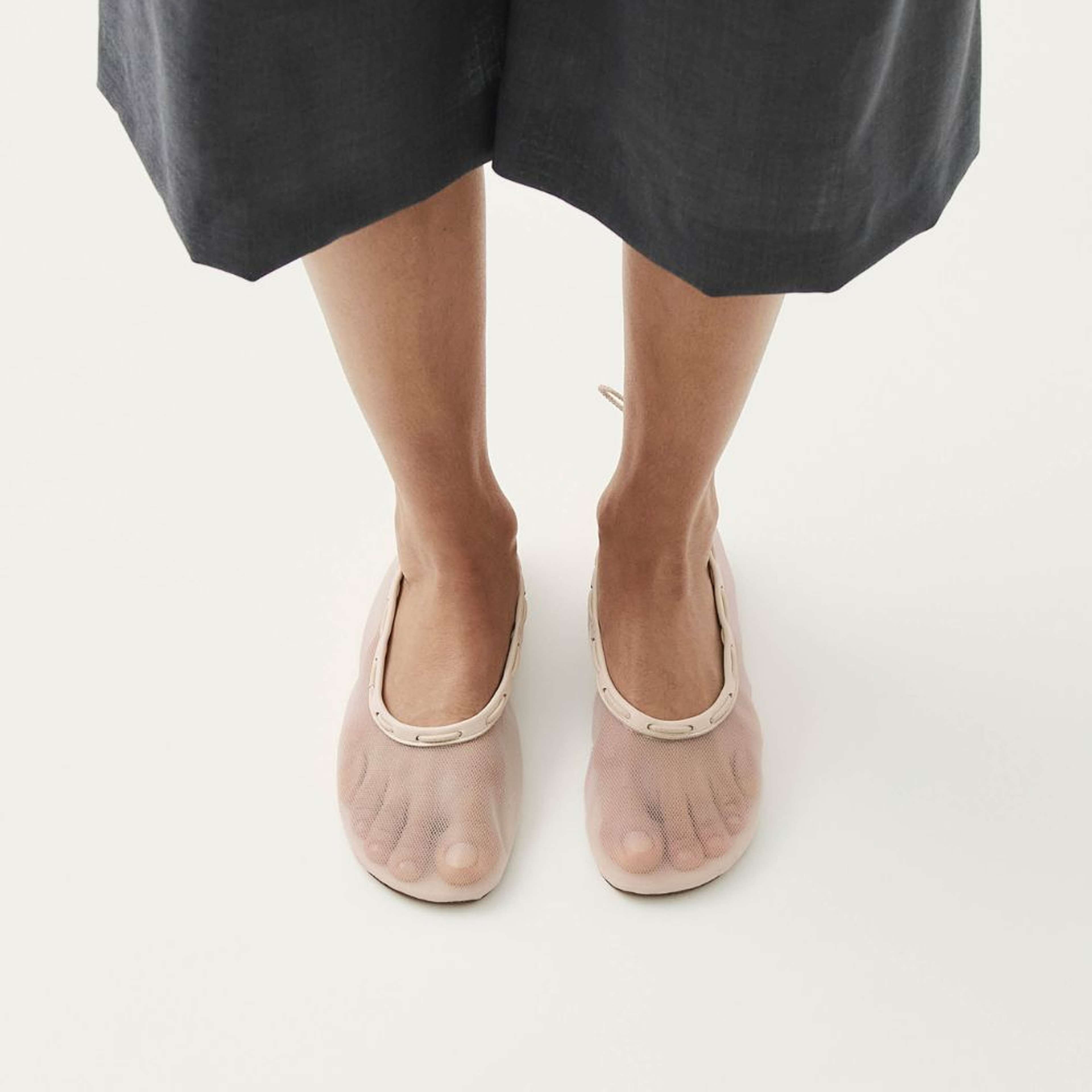 Gill Mesh White Ballet Flats