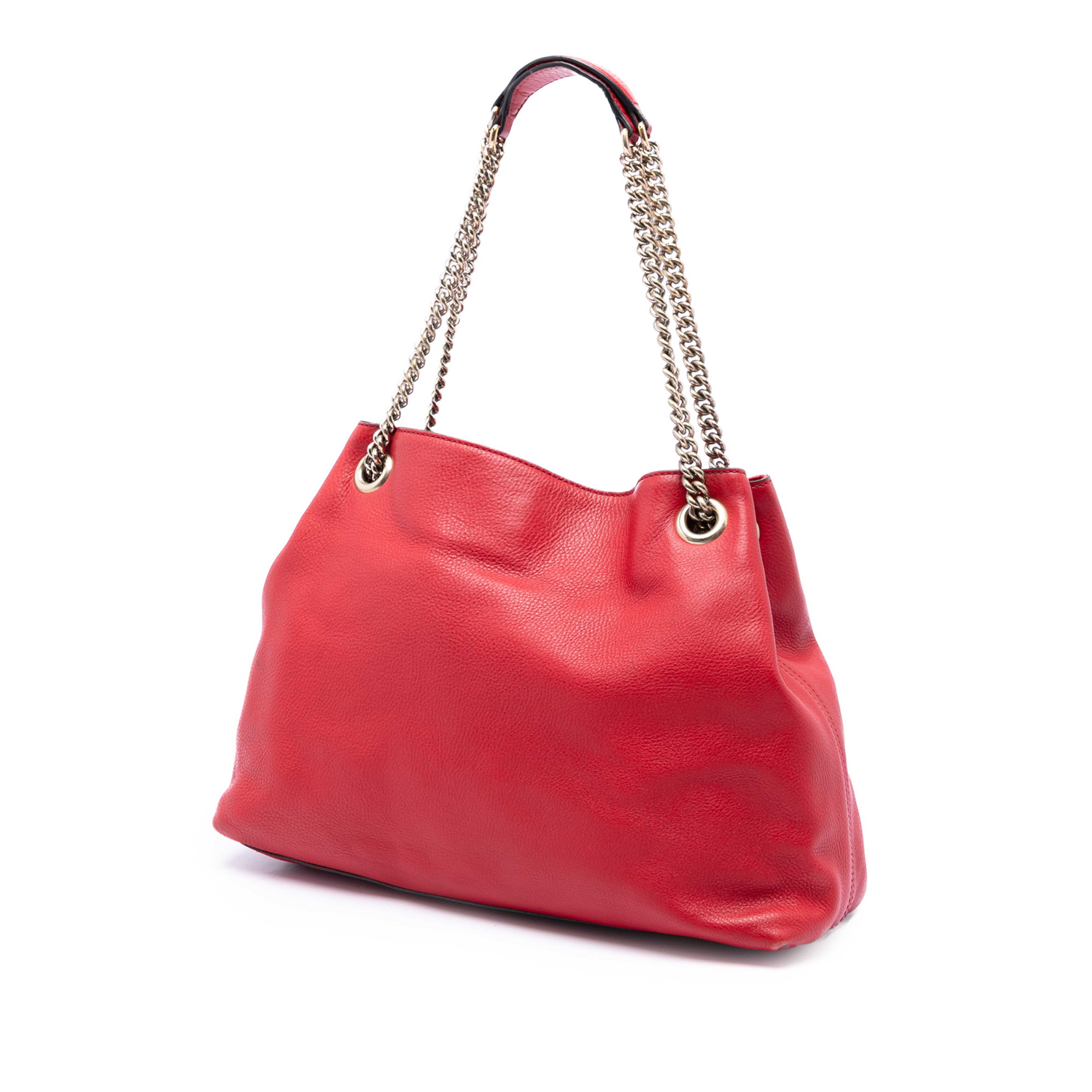 Gucci Medium Calfskin Soho Chain Tote, från Luxclusif, i färgen röd. Klicka för att öppna bilden i stort format