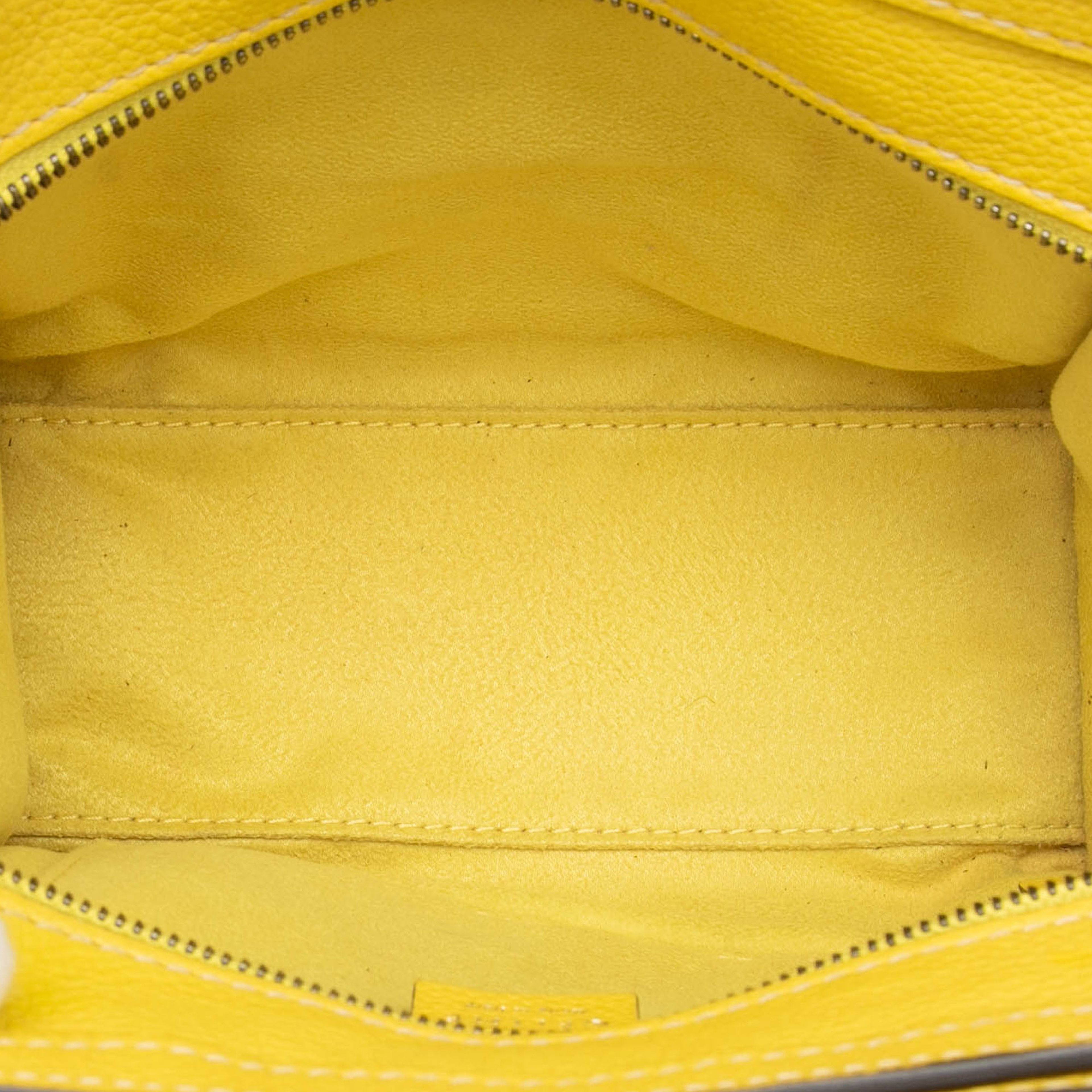 Celine Nano Grained Calfskin Luggage Tote, från Luxclusif, i färgen yellow. Klicka för att öppna bilden i stort format