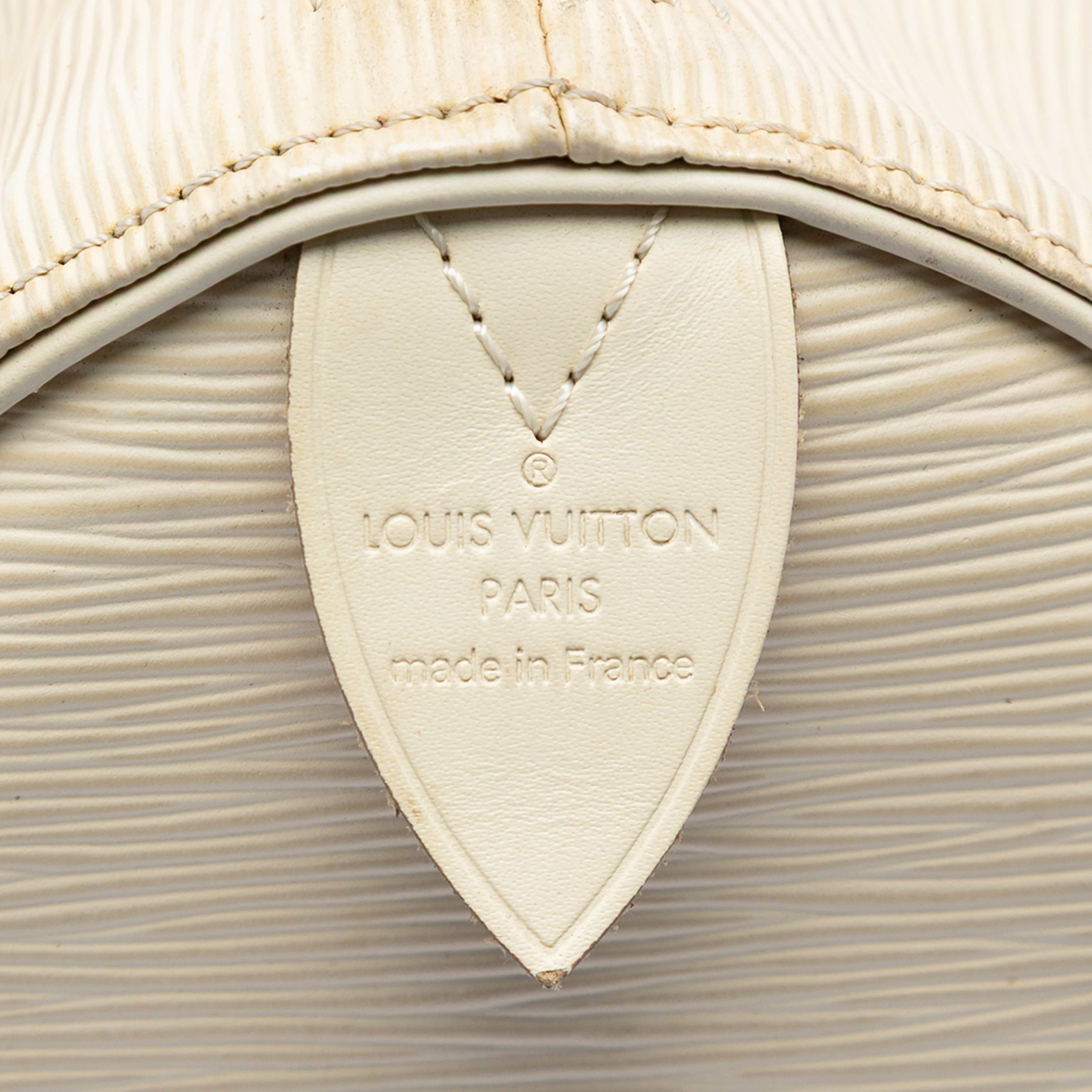 Louis Vuitton Epi Speedy 35, från Luxclusif, i färgen ivory. Klicka för att öppna bilden i stort format