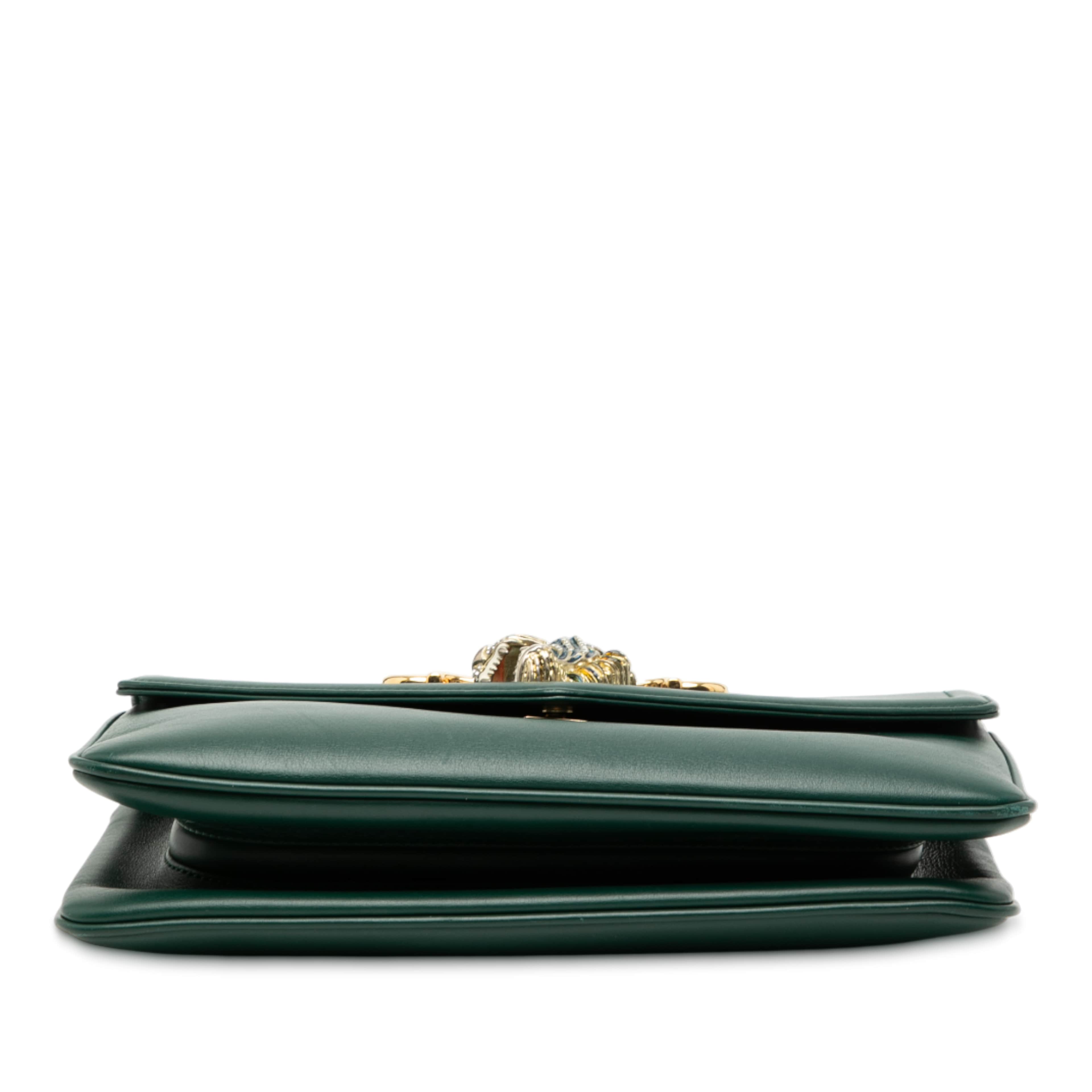 Gucci Medium Leather Rajah Crossbody, från Luxclusif, i färgen grön. Klicka för att öppna bilden i stort format