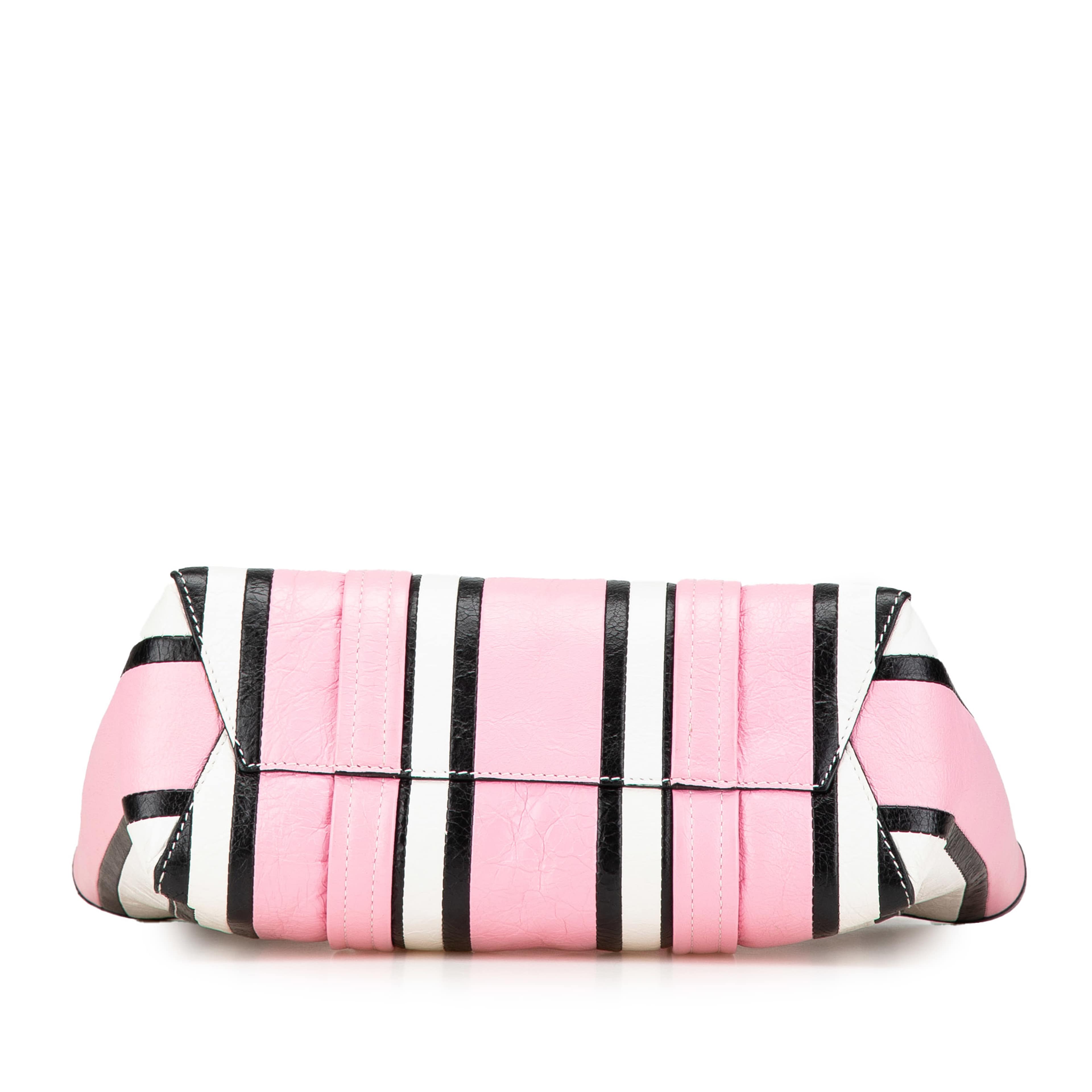 Balenciaga Small Lambskin Barbes East West Striped Shopper Tote